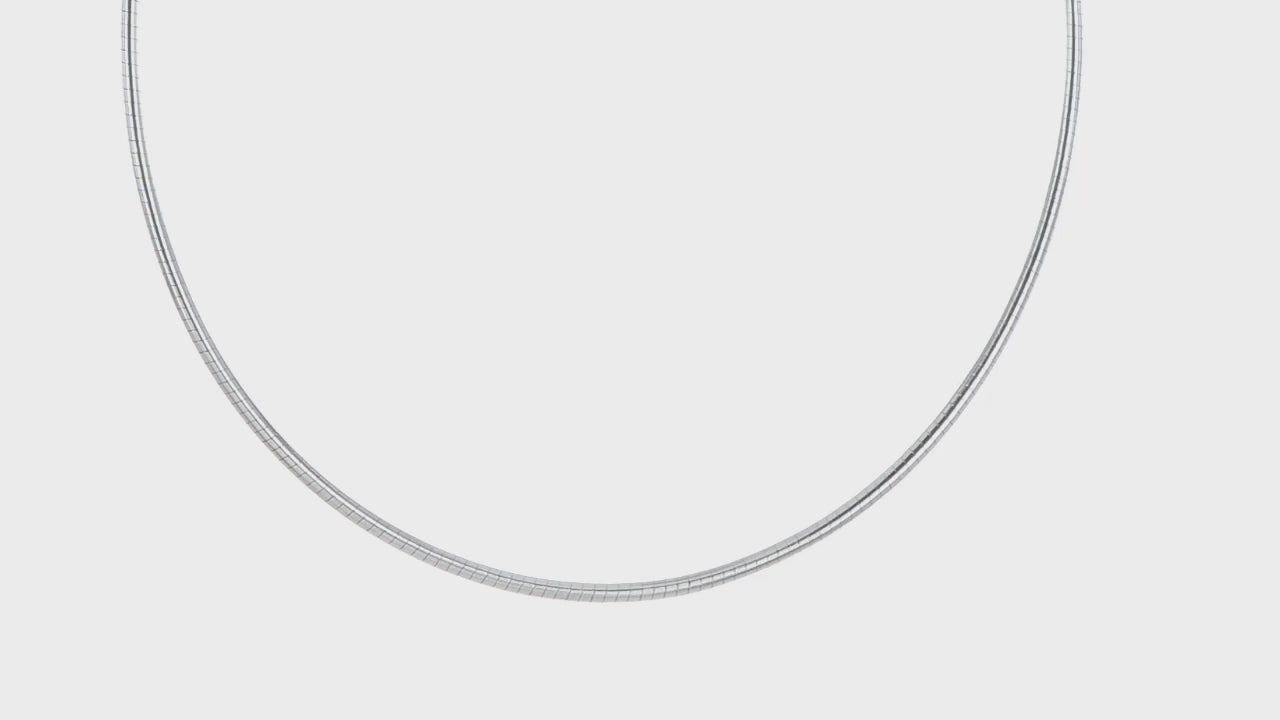 14KT White Gold 2mm Round Omega Necklace