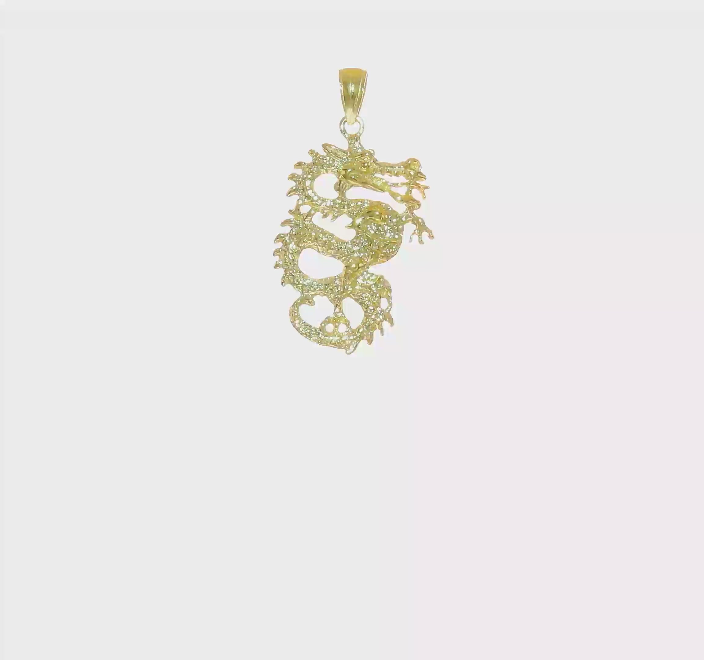 10kt Yellow Gold Solid 3-D Dragon Pendant