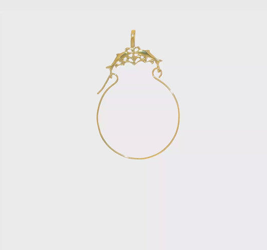 10kt Yellow Gold Double Dolphins Charm Holder Pendant