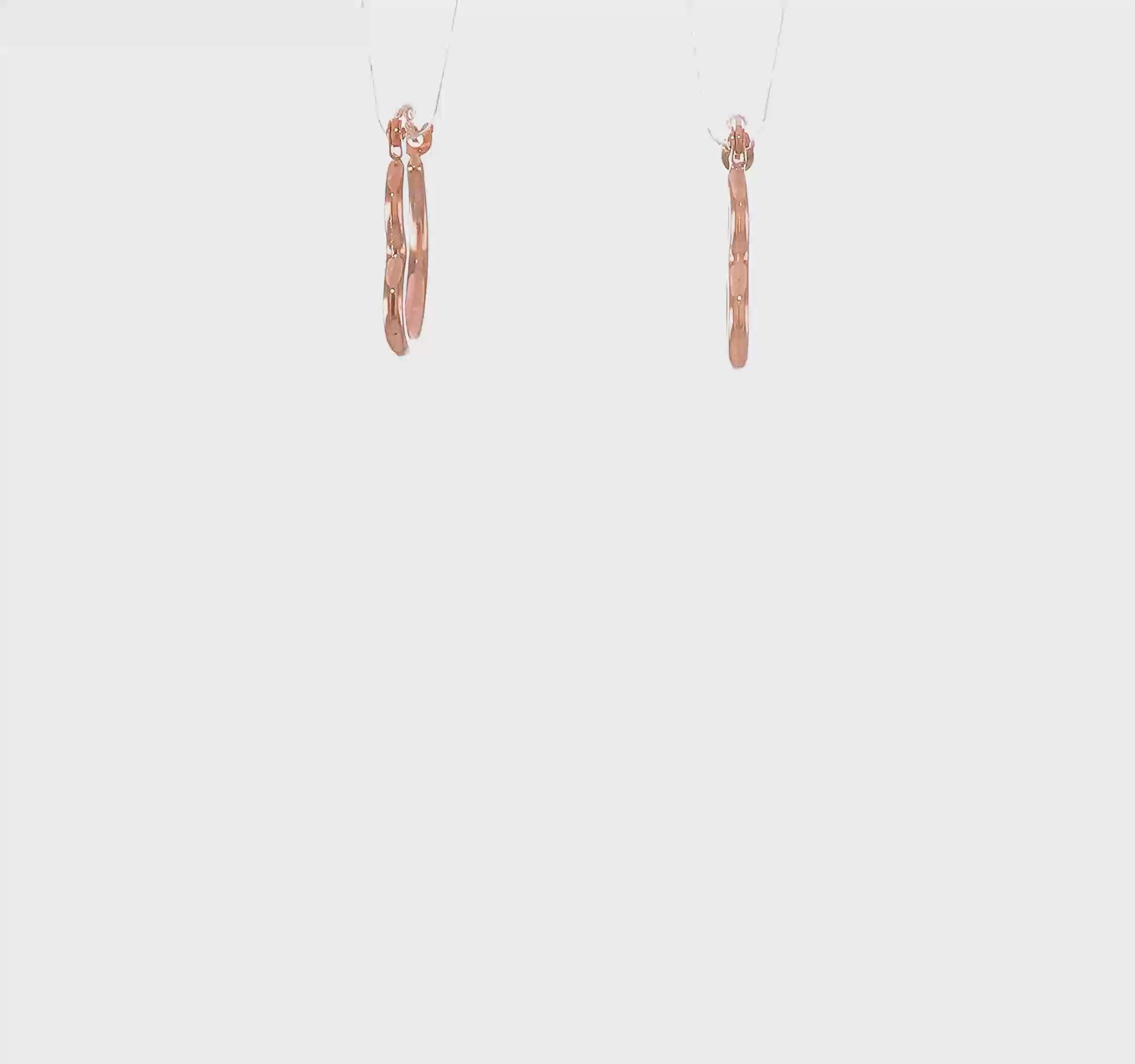 14KT Rose Gold Heart Shaped Hollow Hoop Earrings
