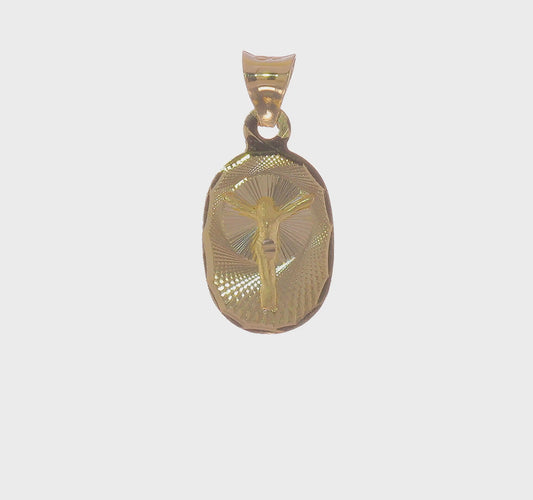 14KT Yellow Gold Polished D/C Corpus Oval Pendant