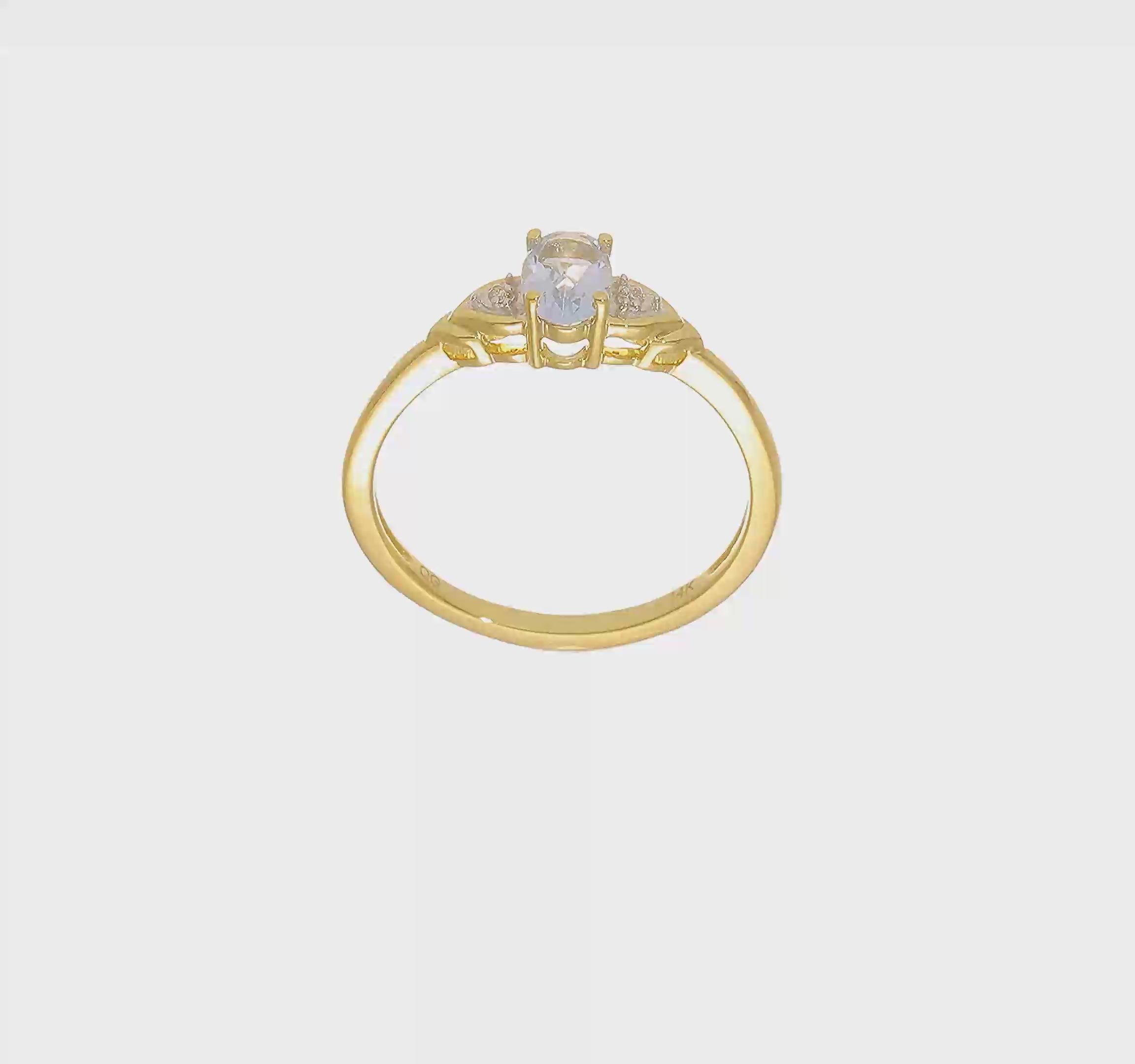 14kt Yellow Gold Aquamarine and Diamond Ring