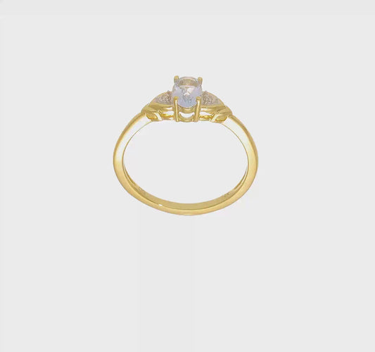 14kt Yellow Gold Aquamarine and Diamond Ring