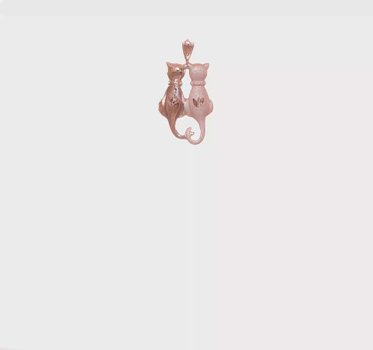 14kt Rose Gold Polished and Textured Sitting Cats Pendant