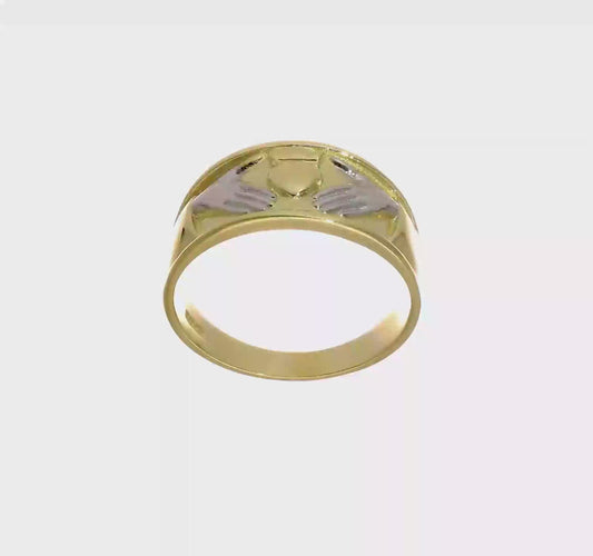 10kt Two Tone  Rhodium Men's Claddagh Ring