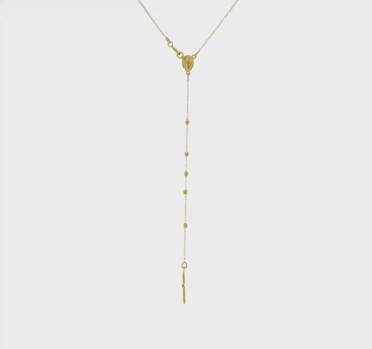 14kt Yellow Gold Polished Beaded Rosary 16.5 inch Necklace