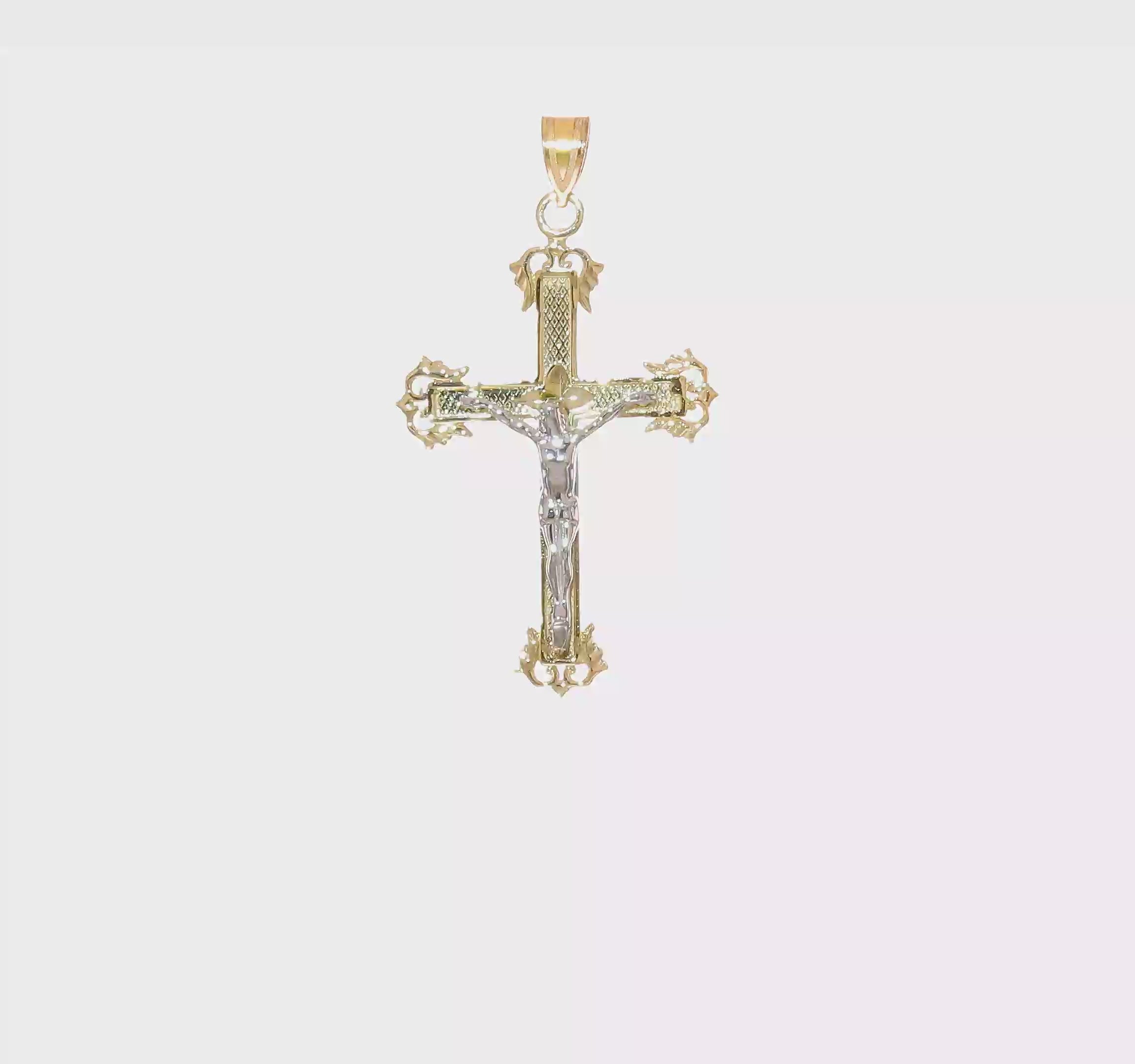 10KT Two-tone Diamond-cut Crucifix Pendant