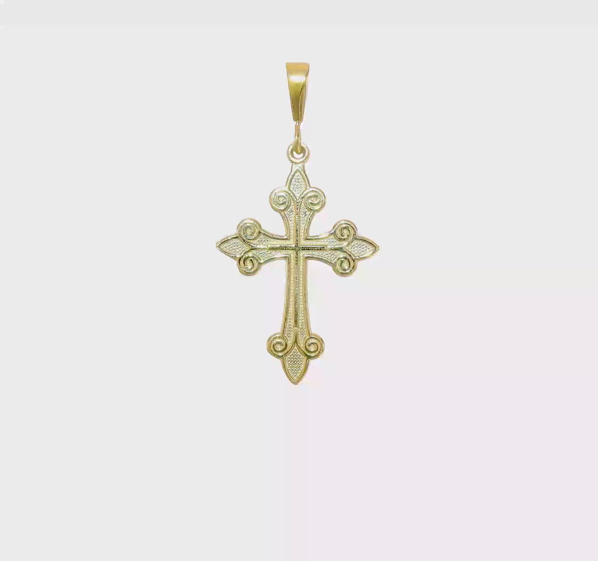 10kt Yellow Gold Fleur de Lis Cross Pendant
