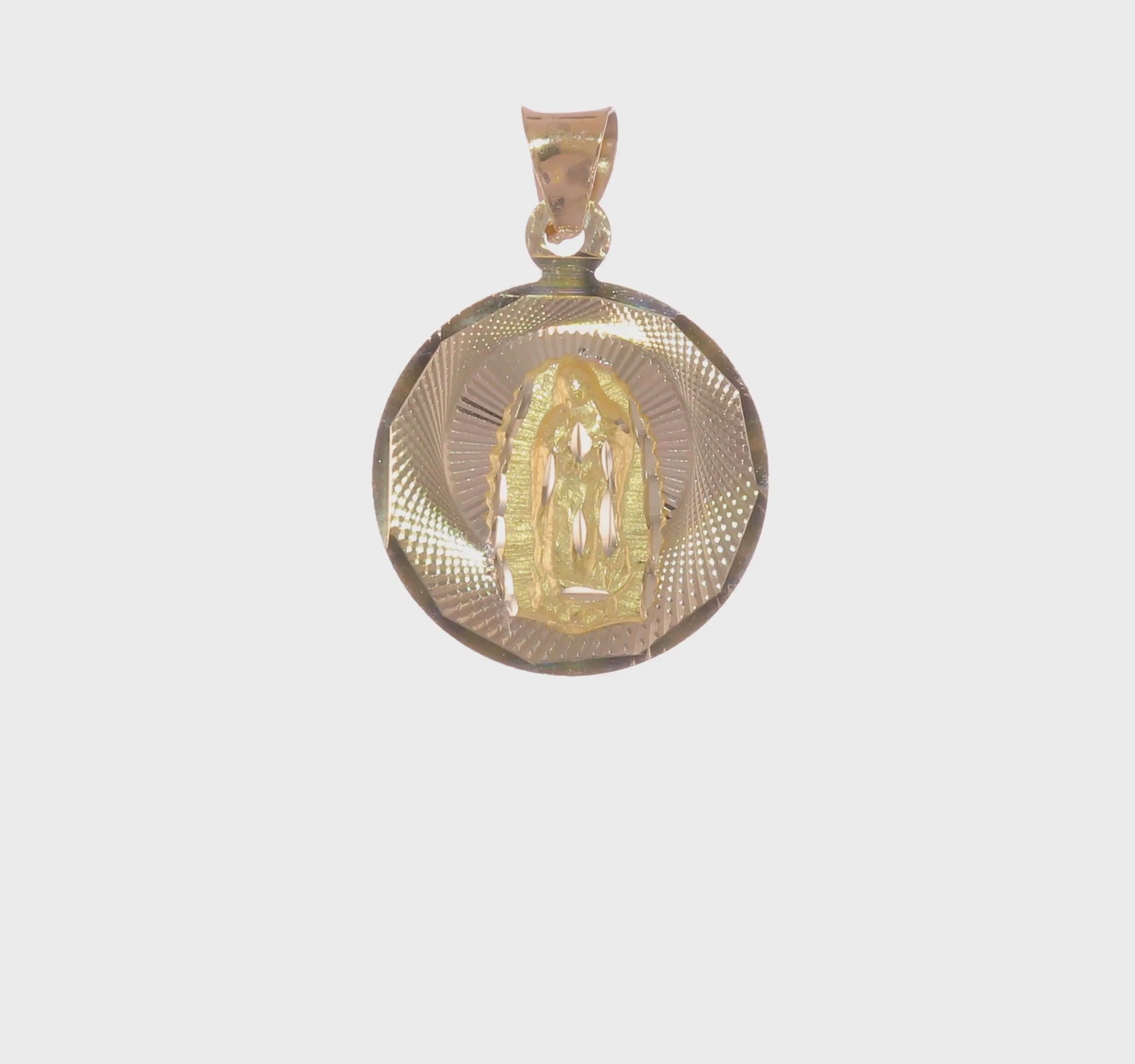 14KT Yellow Gold Polished D/C Lady Of Guadalupe Circle Pendant