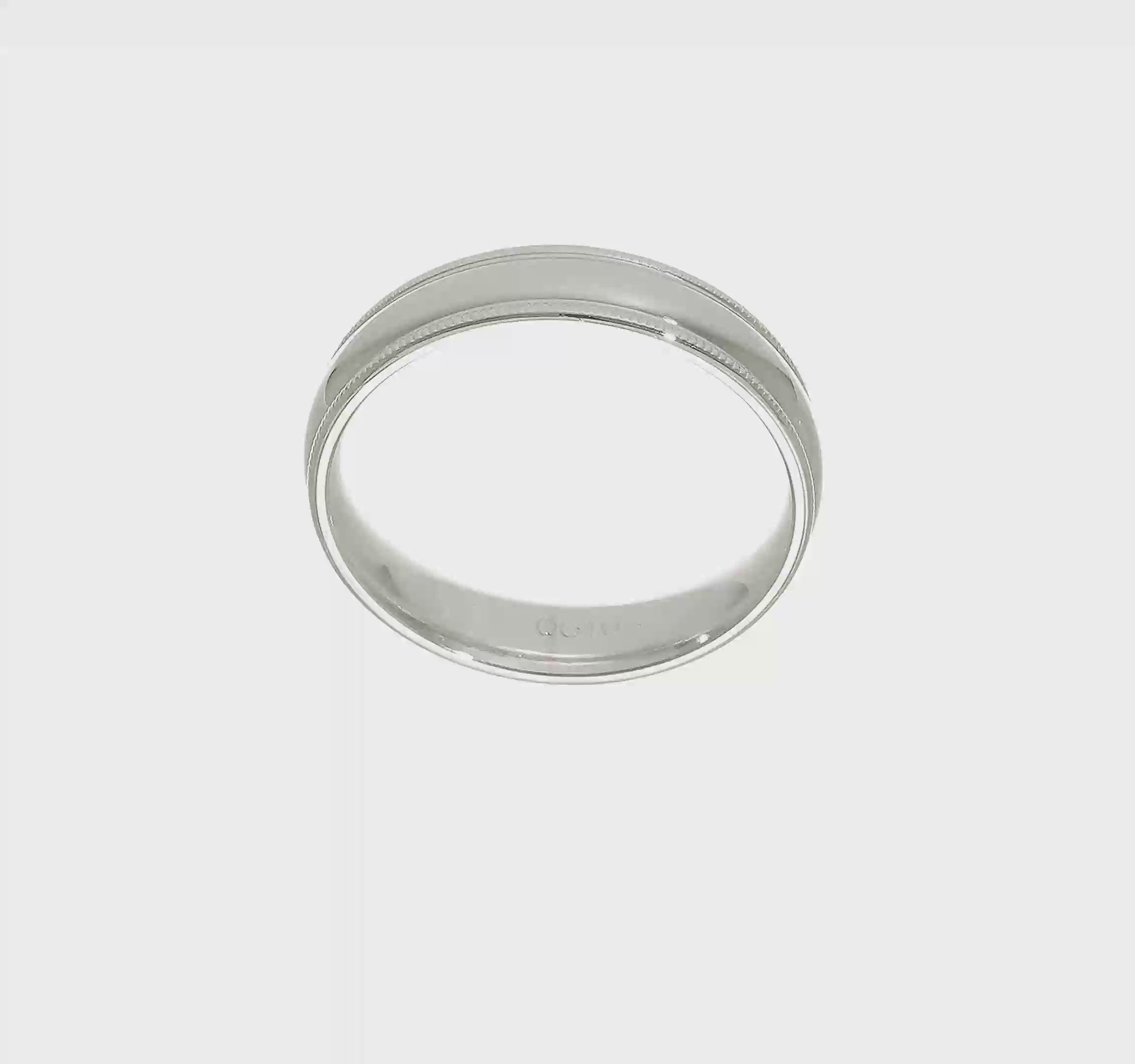 10kt White Gold 5mm Milgrain Half Round Comfort Fit Wedding Band Size 9