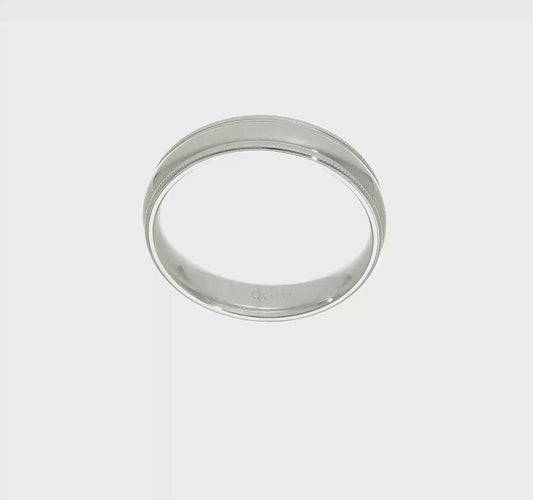 10kt White Gold 5mm Milgrain Half Round Comfort Fit Wedding Band Size 9