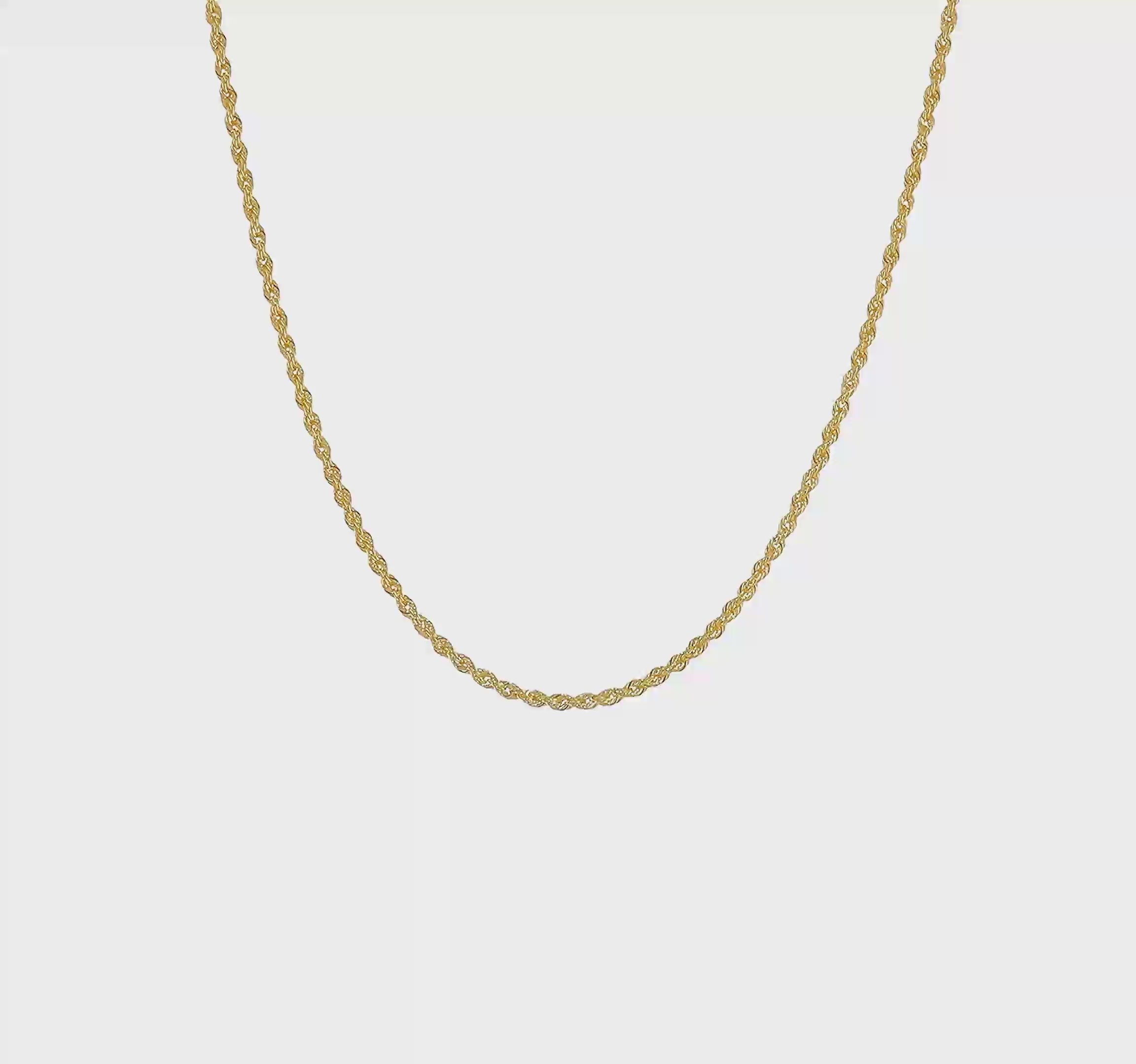 14KT Yellow Gold 20 inch 1.5mm Regular Rope with Lobster Clasp Chain