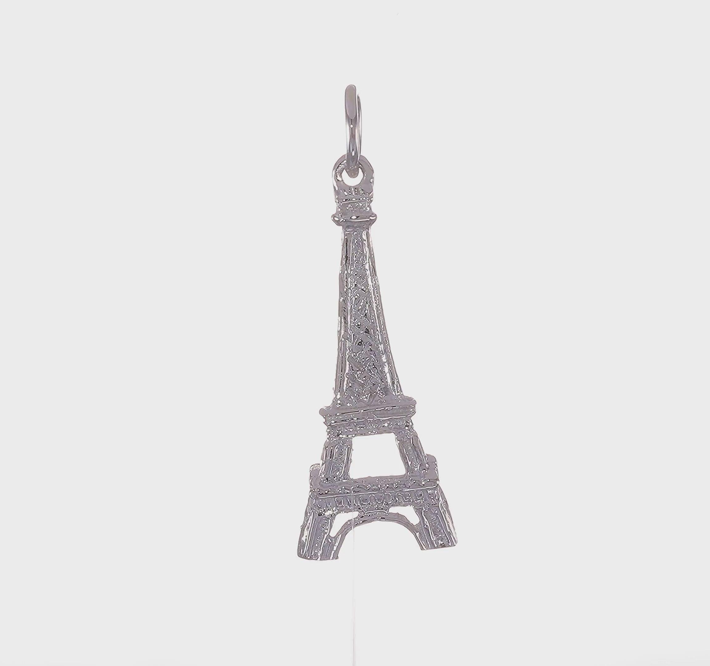 14kt White Gold Solid Polished Eiffel Tower Charm