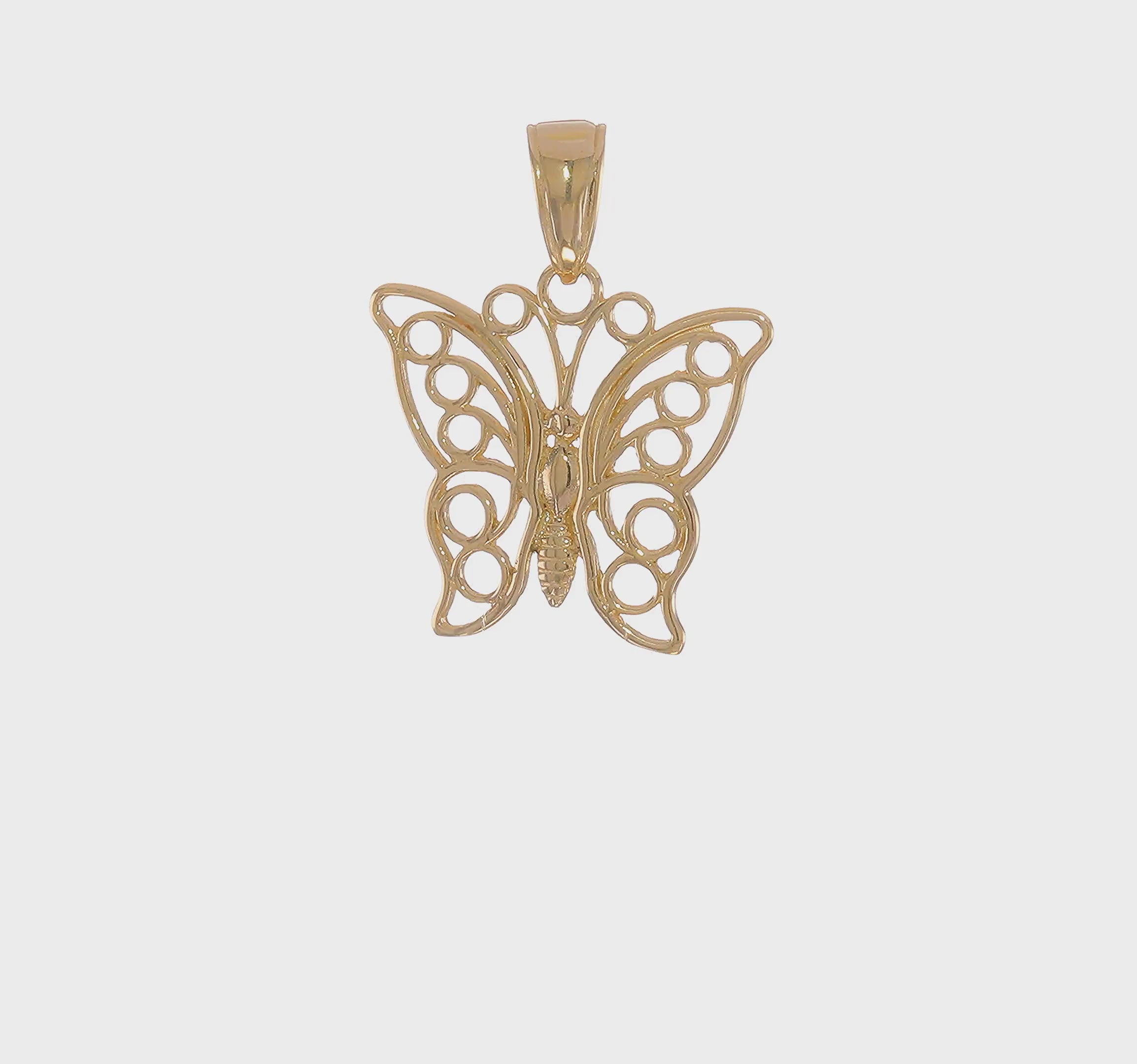 14KT Yellow Gold Cut-out Butterfly Large Pendant