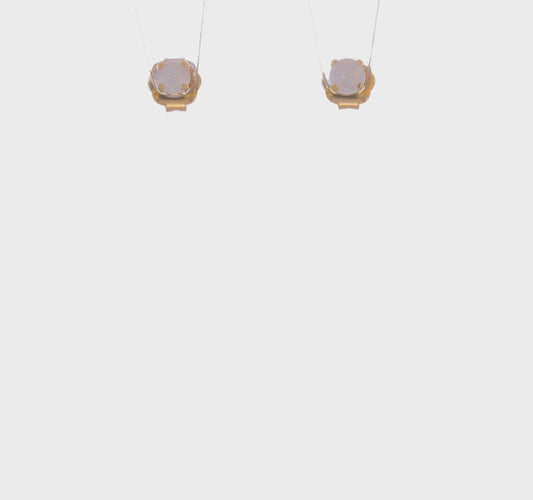14kt Yellow Gold 3mm October/Opal Post Earrings