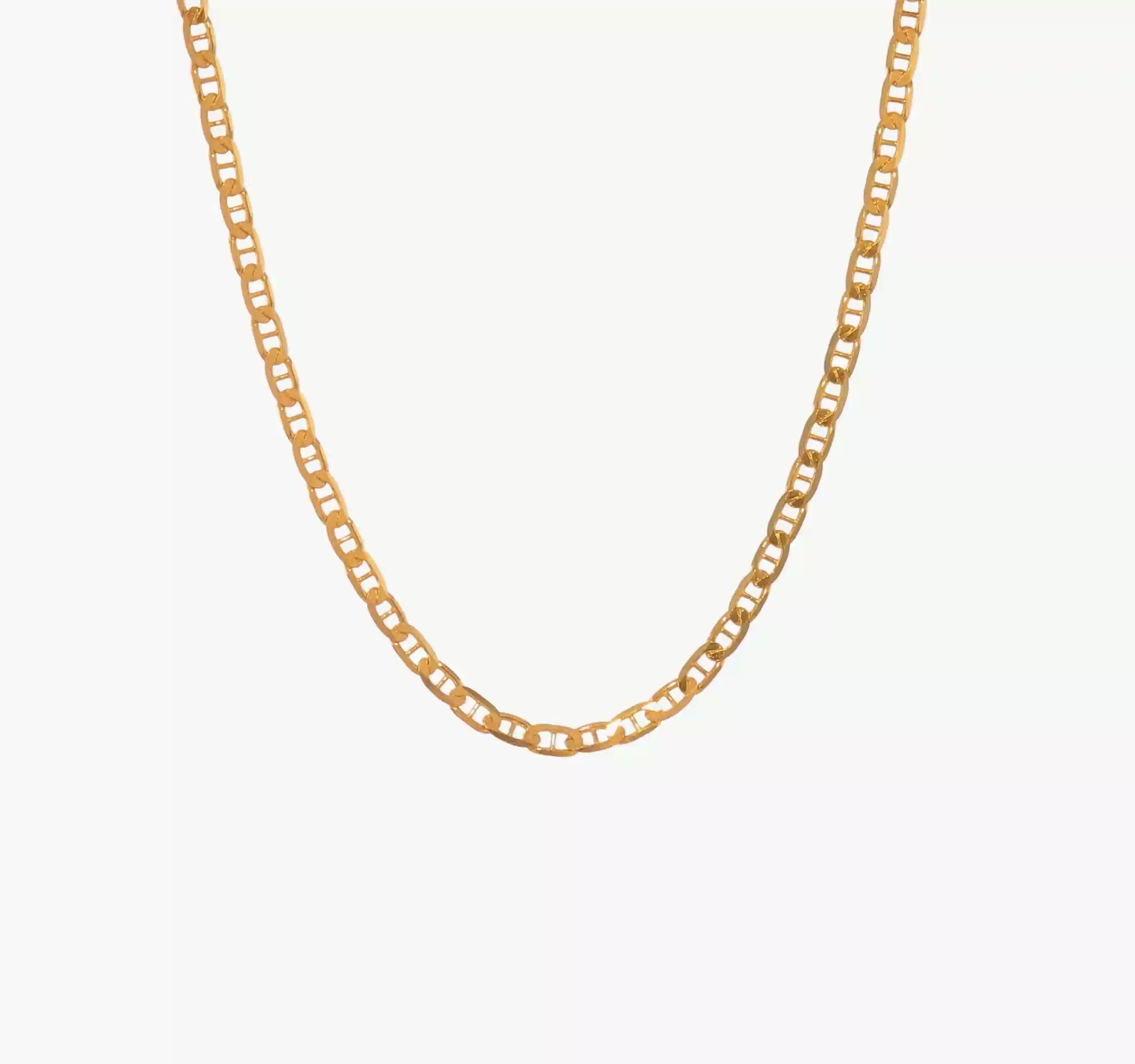 14KT Yellow Gold 3.75mm Concave Anchor Chain