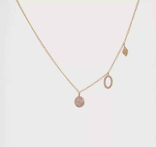 14kt Yellow Gold Diamond Circles 18 inch Necklace