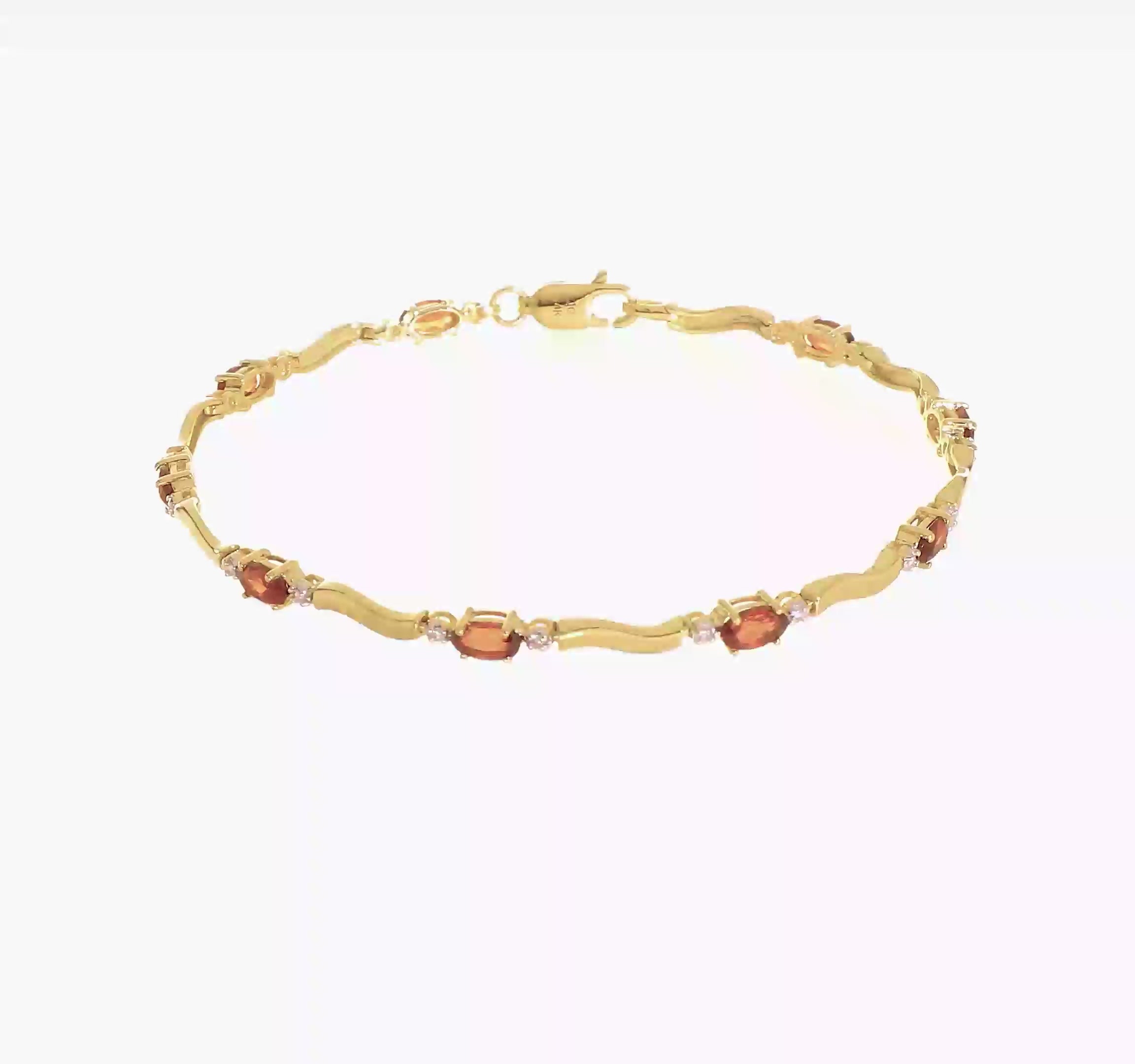 14kt Yellow Gold Fancy Diamond and Garnet Bracelet