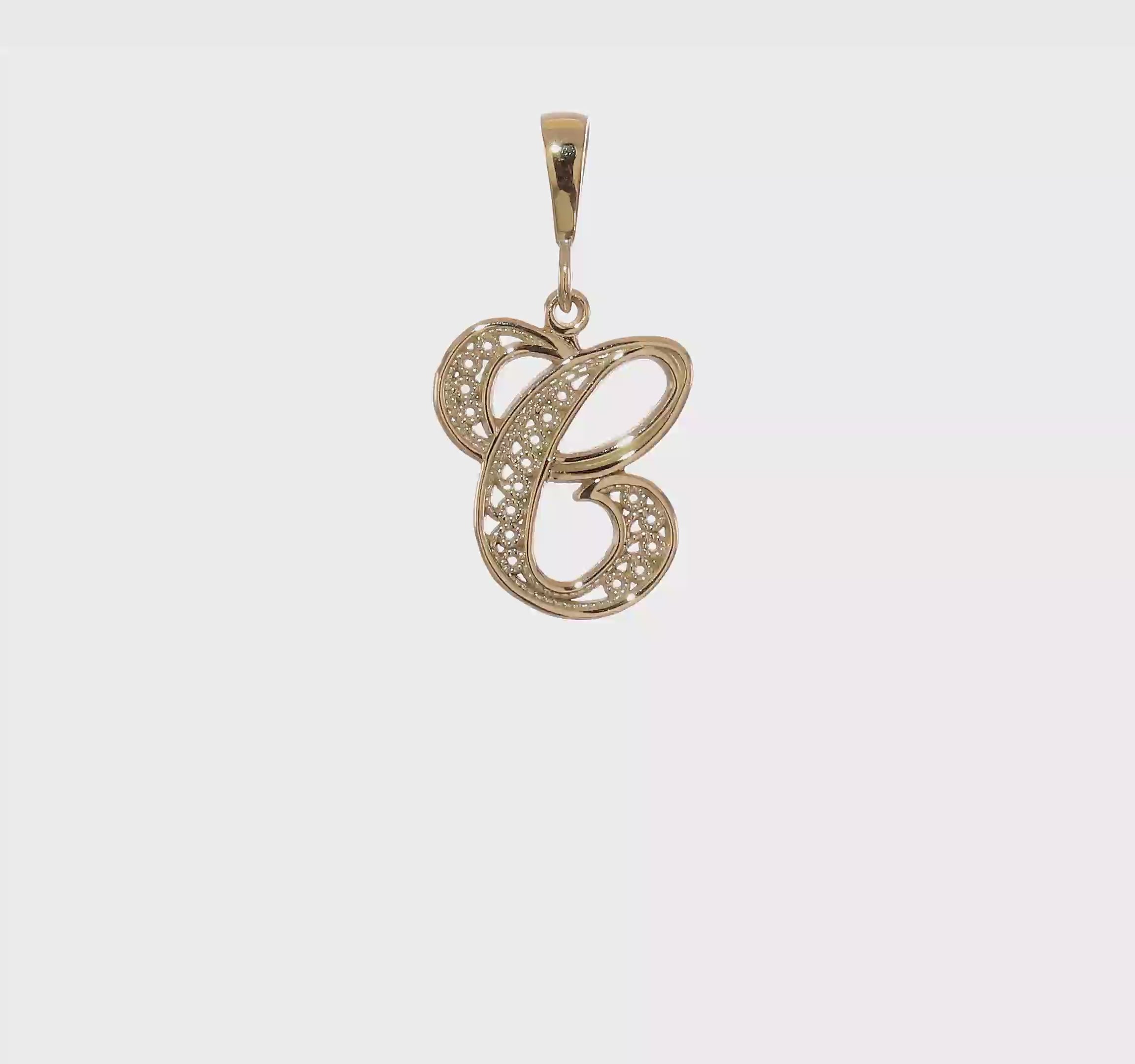 10kt Yellow Gold Filigree Initial C Pendant