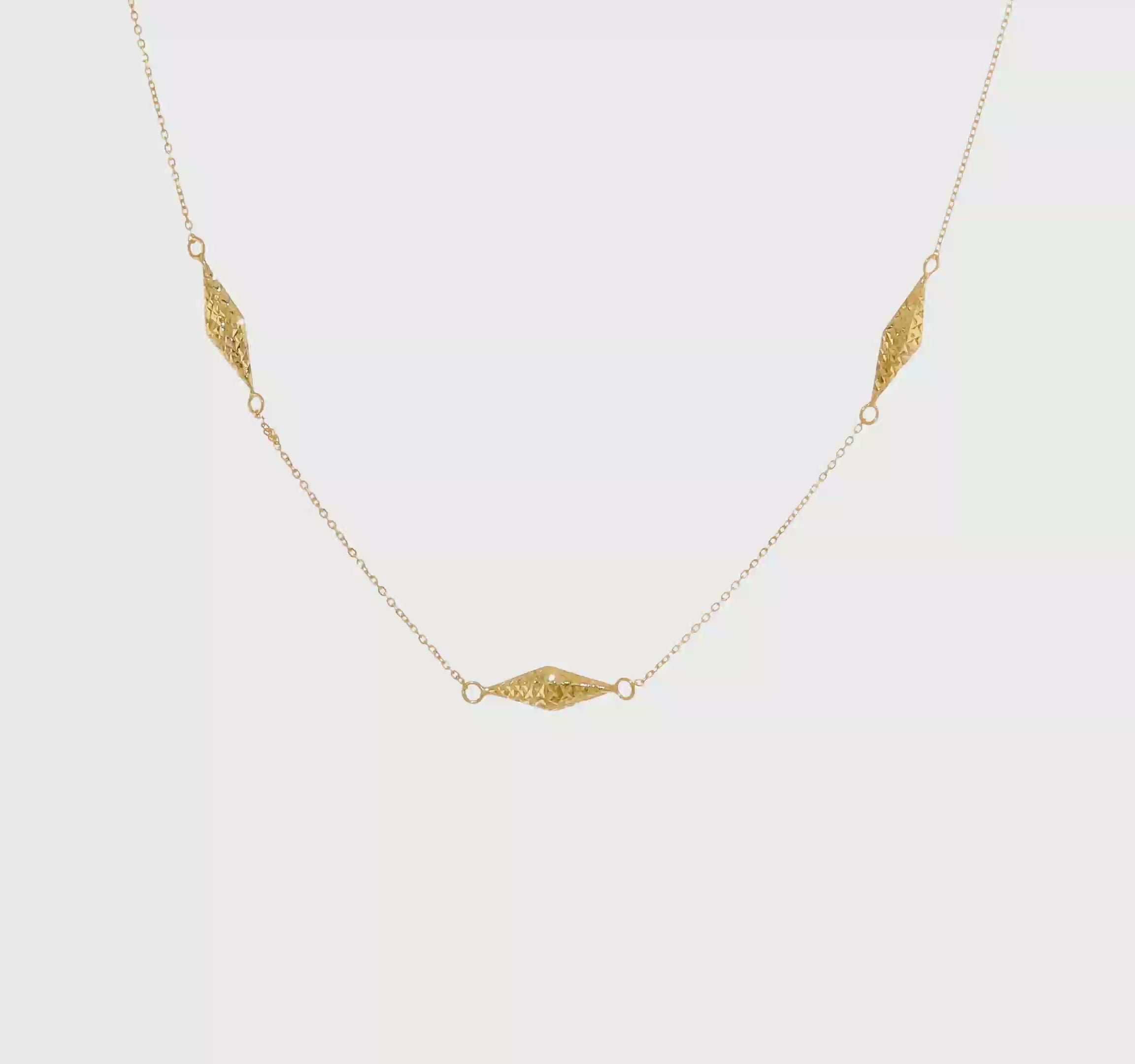 14kt Yellow Gold Polished and D/C Fancy Beaded 18in Necklace