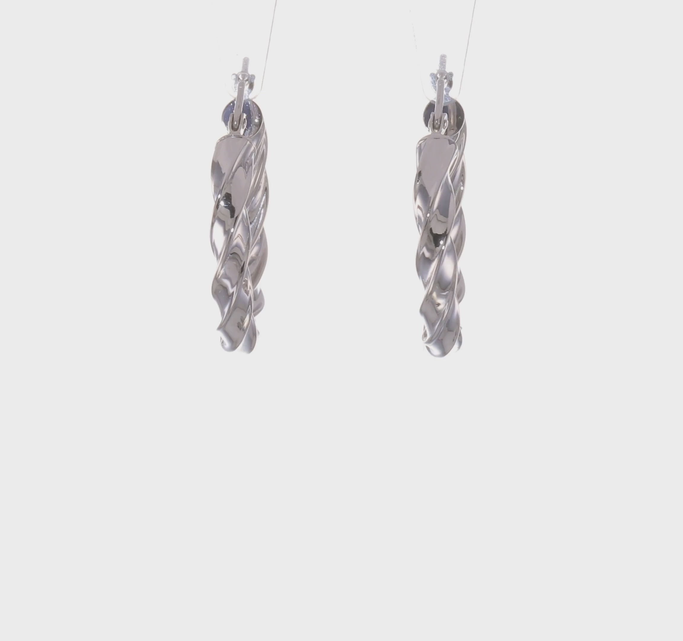 14kt White Gold Light Twisted Hoop Earrings