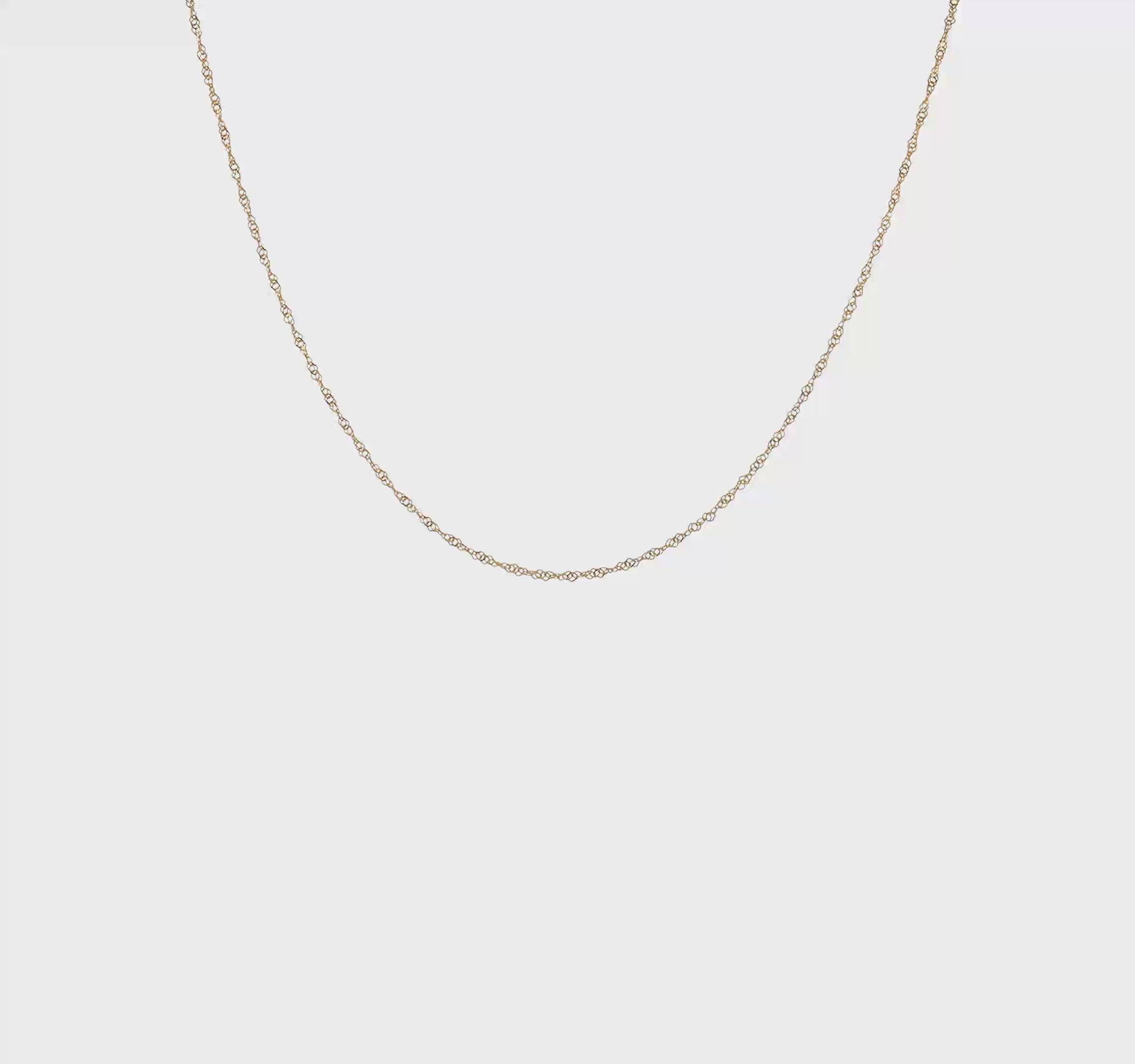 14kt Yellow Gold 20 inch Carded 1mm Singapore with Spring Ring Clasp Chain