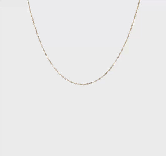 14kt Yellow Gold 20 inch Carded 1mm Singapore with Spring Ring Clasp Chain