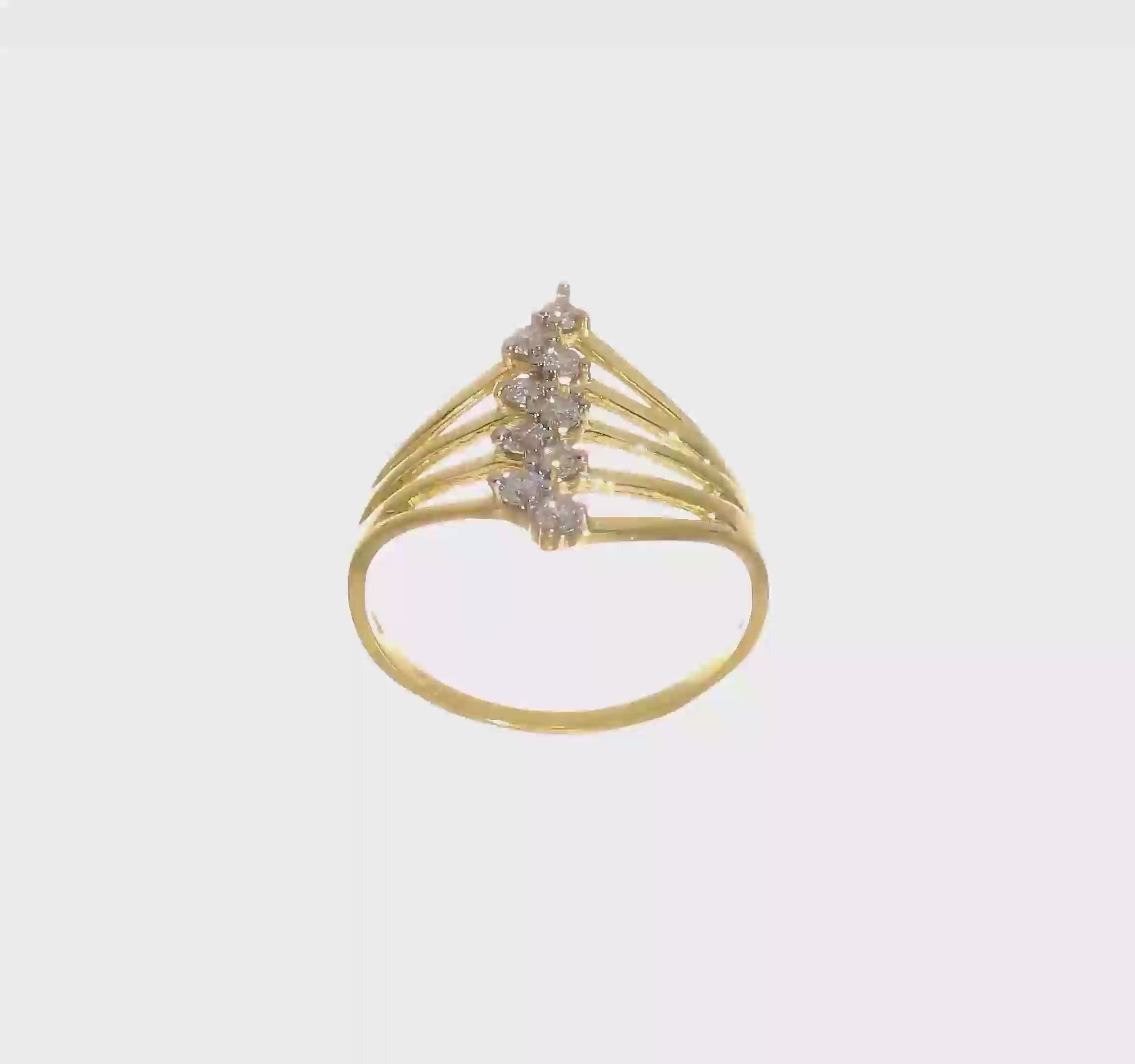 10KT Yellow Gold CZ 9-Stone Ring