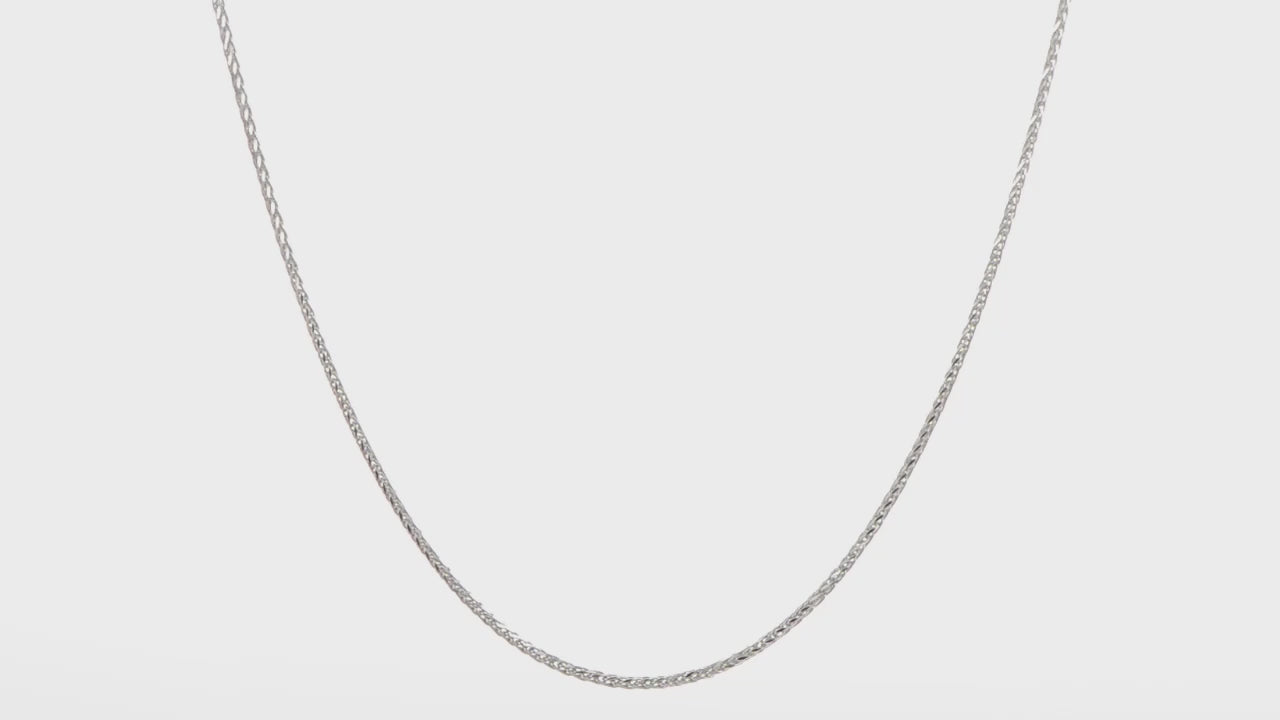 14KT White Gold Adjustable 1.2mm D/C Wheat Chain