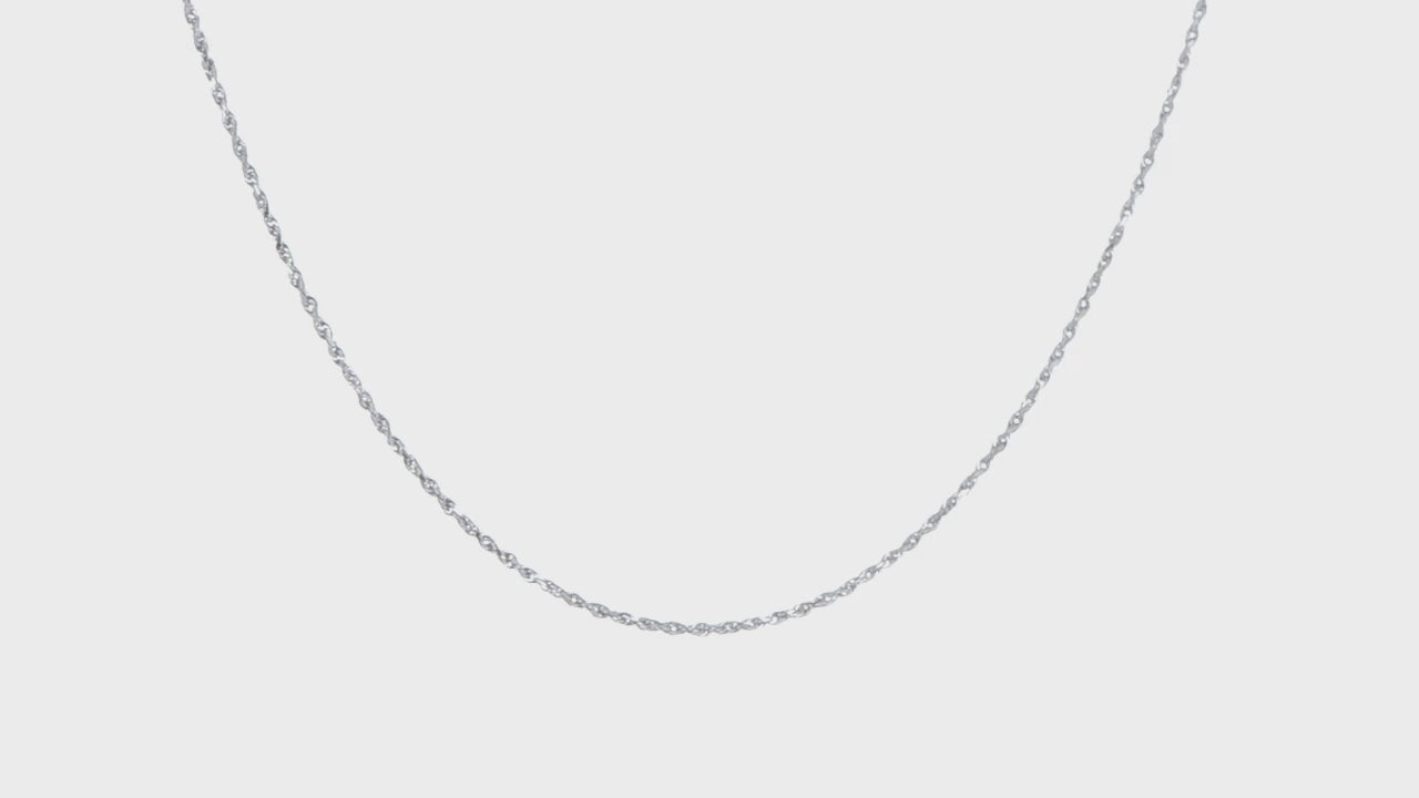 14KT White Gold 1.5mm Diamond-Cut Rope Chain Anklet