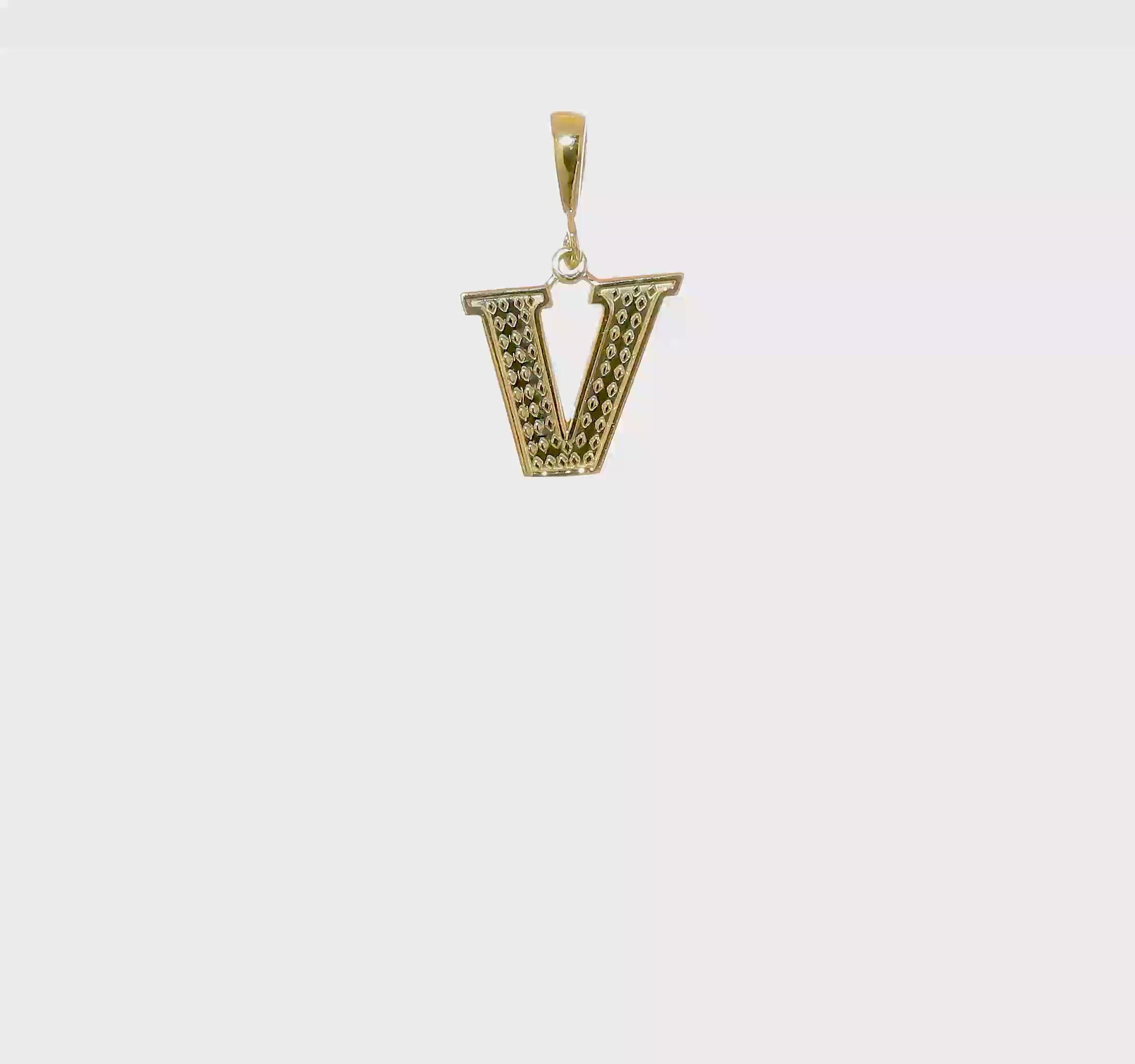 10KT Yellow Gold Initial V Pendant