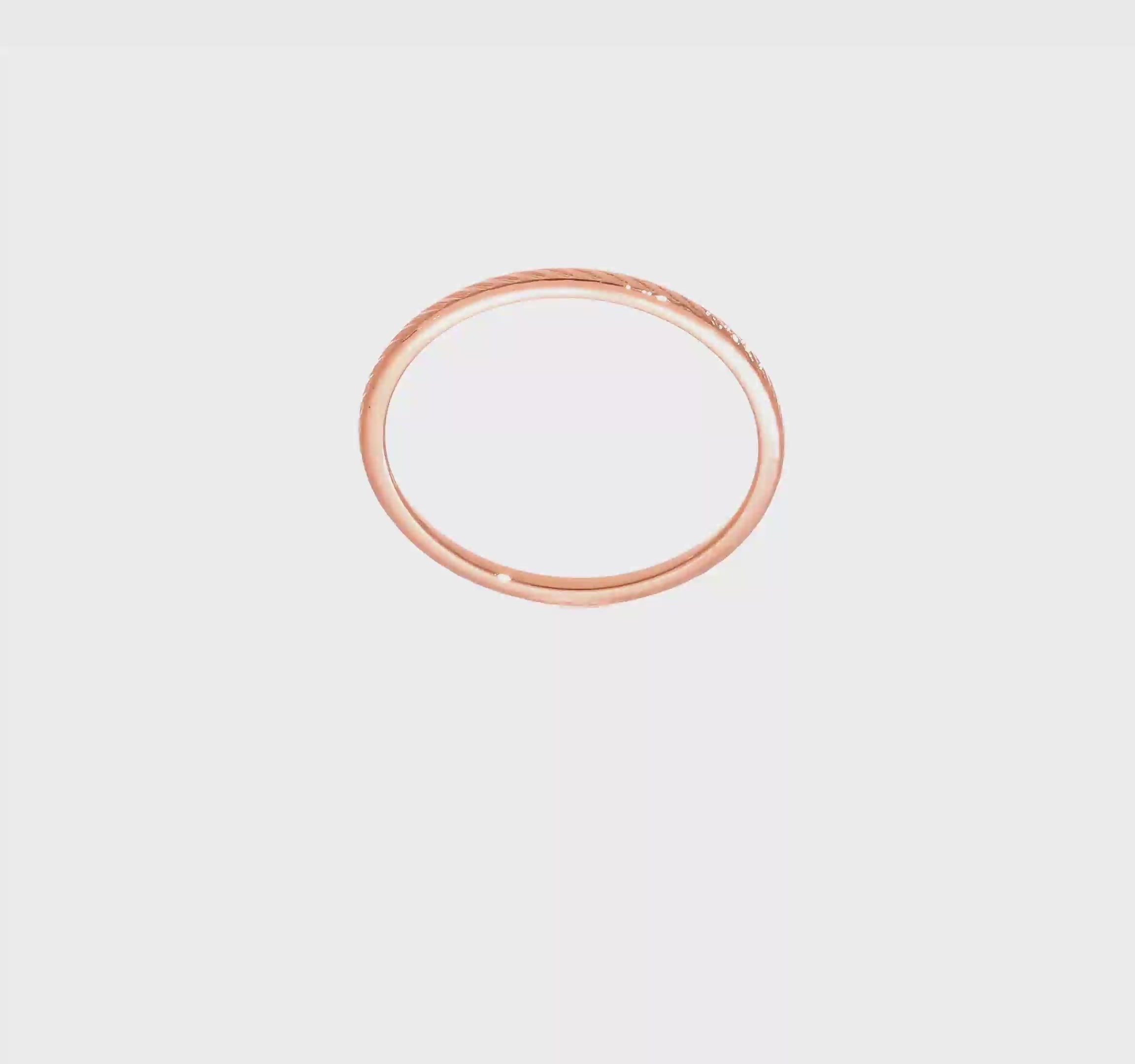 10KT Rose Gold 1.2mm Twisted Wire Pattern Stackable Band Size 6