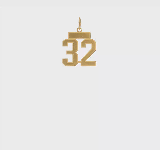 14kt Yellow Gold Small Satin Number 32 Charm