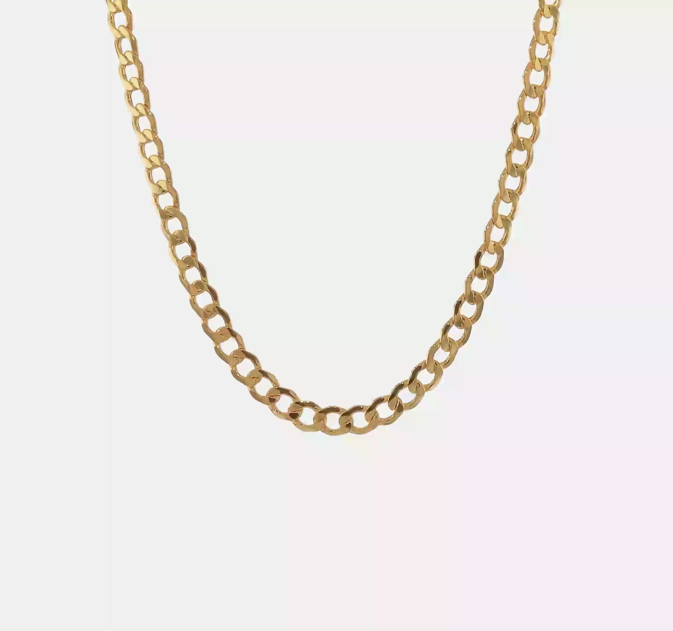 14kt Yellow Gold 7mm Semi-Solid Curb Link Chain