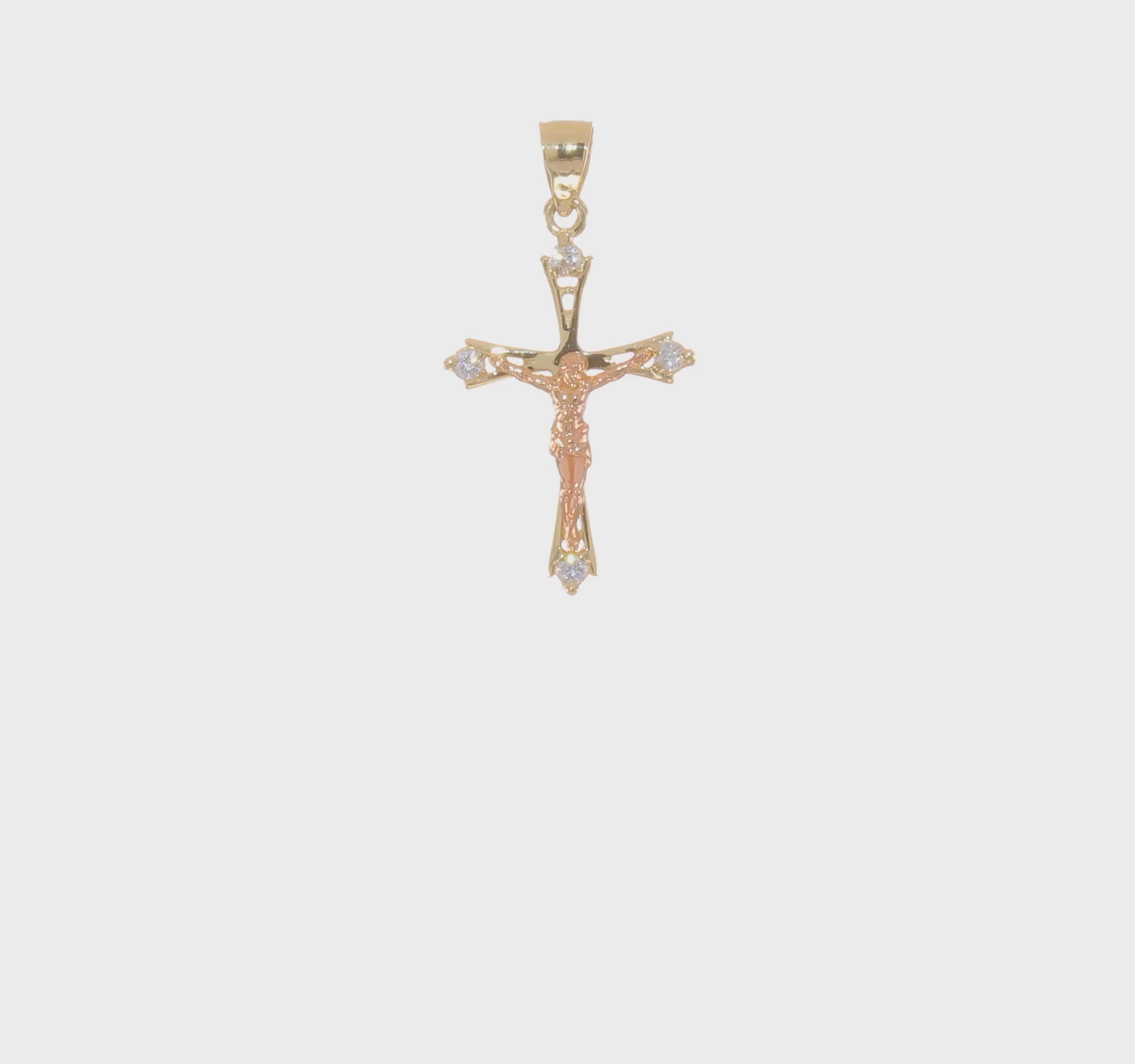 10kt Two-tone CZ Crucifix Pendant