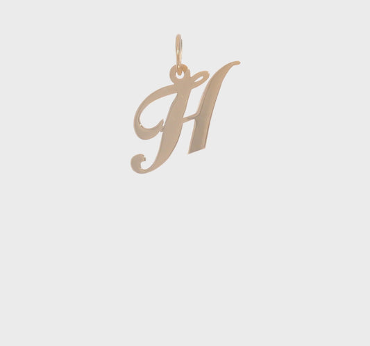 14kt Yellow Gold Small Fancy Script Letter H Initial Charm