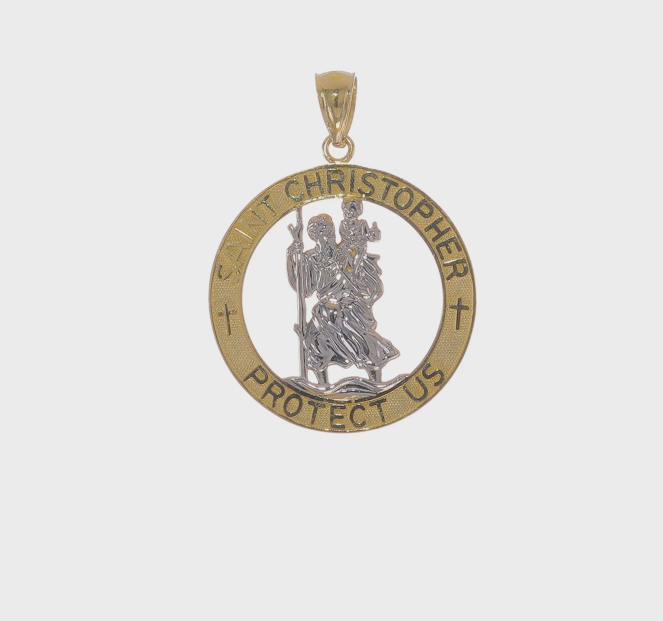 14kt Yellow Gold w/Rhodium St Christopher Pendant