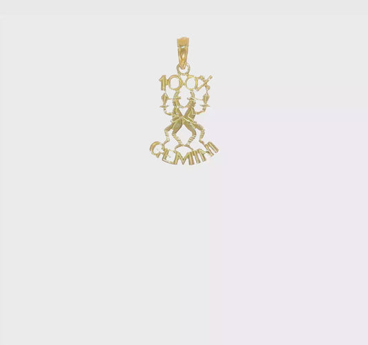 10KT Yellow Gold 100% GEMINI Zodiac Charm