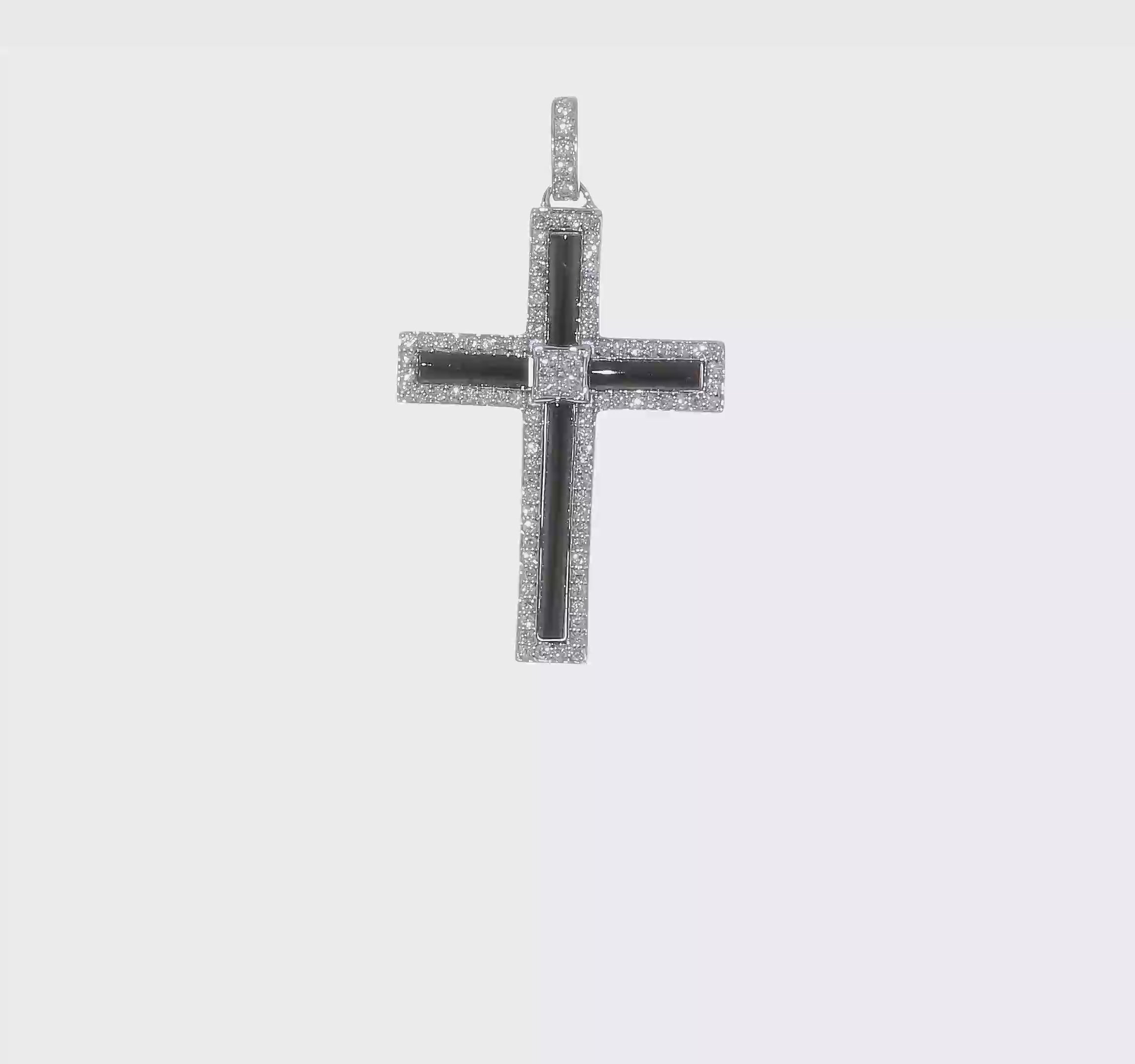 14kt White Gold 1/3ct. Diamond and Onyx Cross Pendant