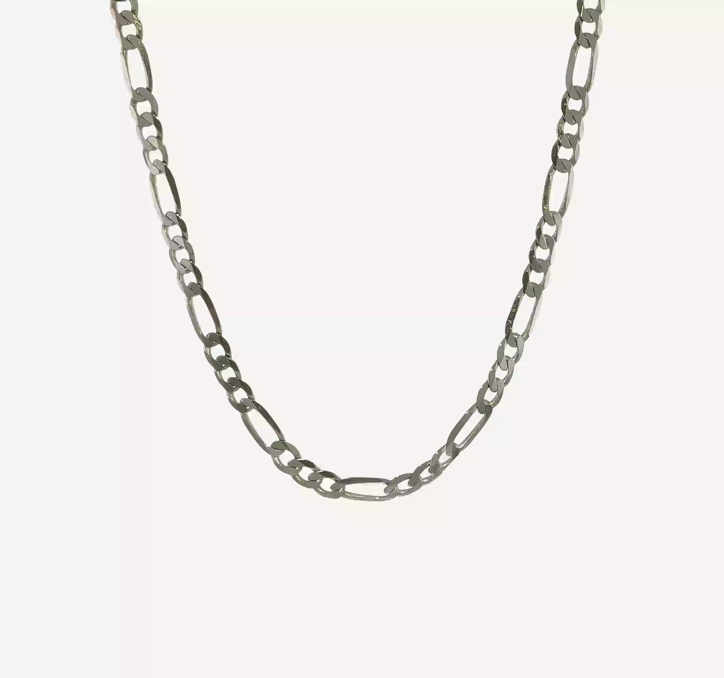 14KT White Gold 5.5mm Flat Figaro Chain
