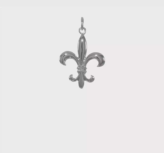 14kt White Gold Solid Polished 3-D Fleur de Lis Charm