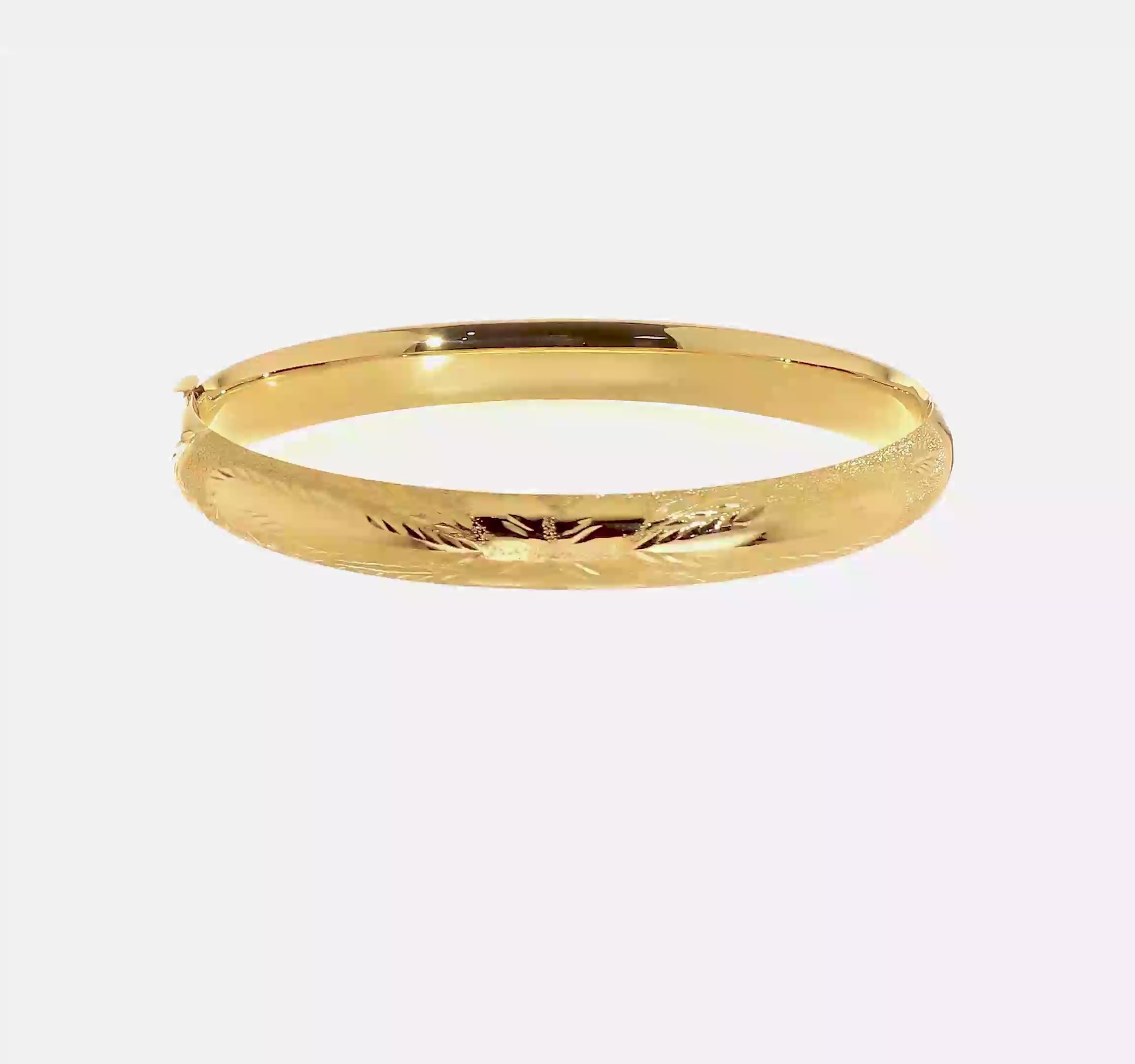 14kt Yellow Gold 5/16 Laser-Cut 8.00mm Hinged Oval Bangle Bracelet