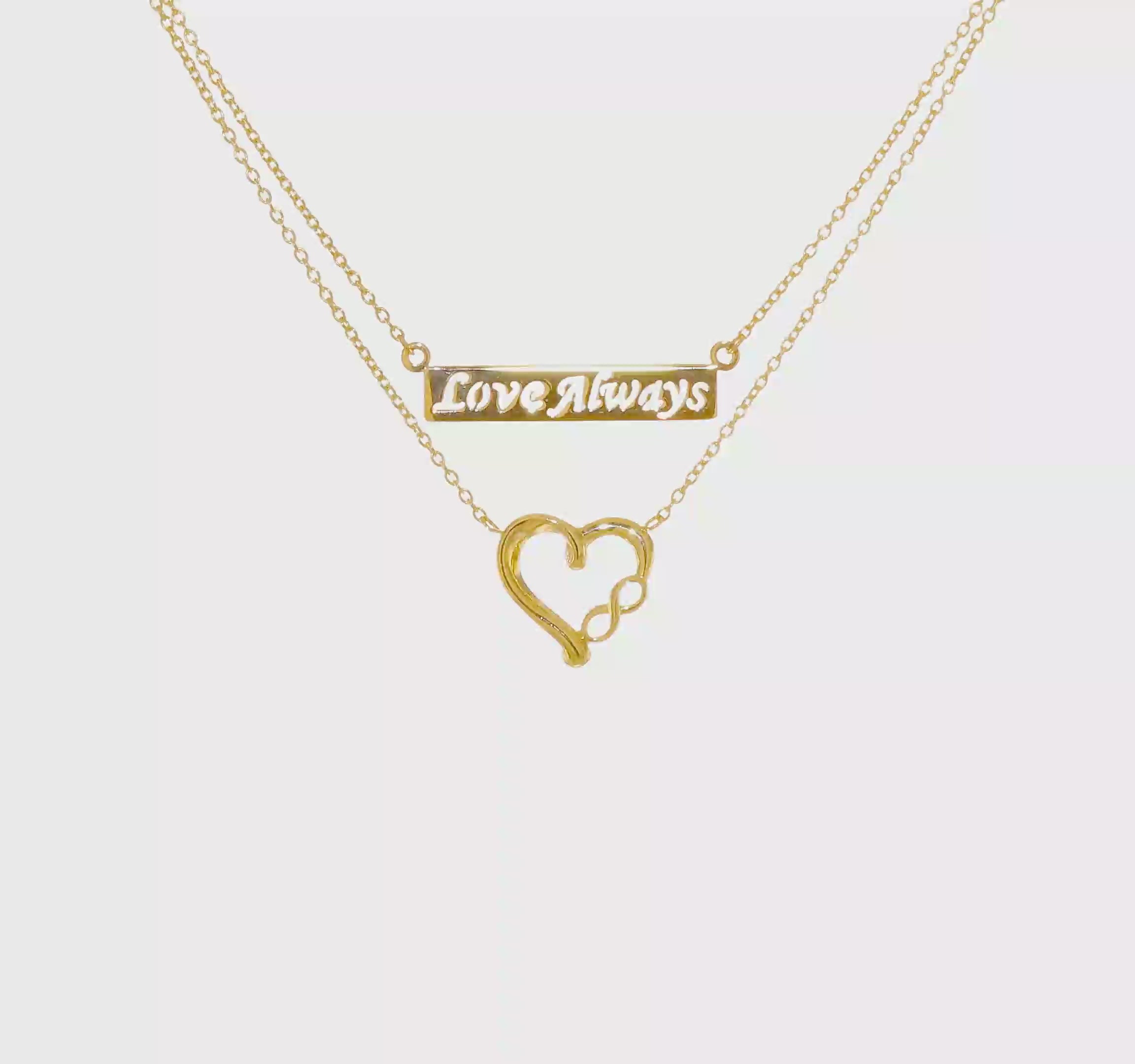 14kt Yellow Gold Two-Strand Polished Love Always Heart Necklace