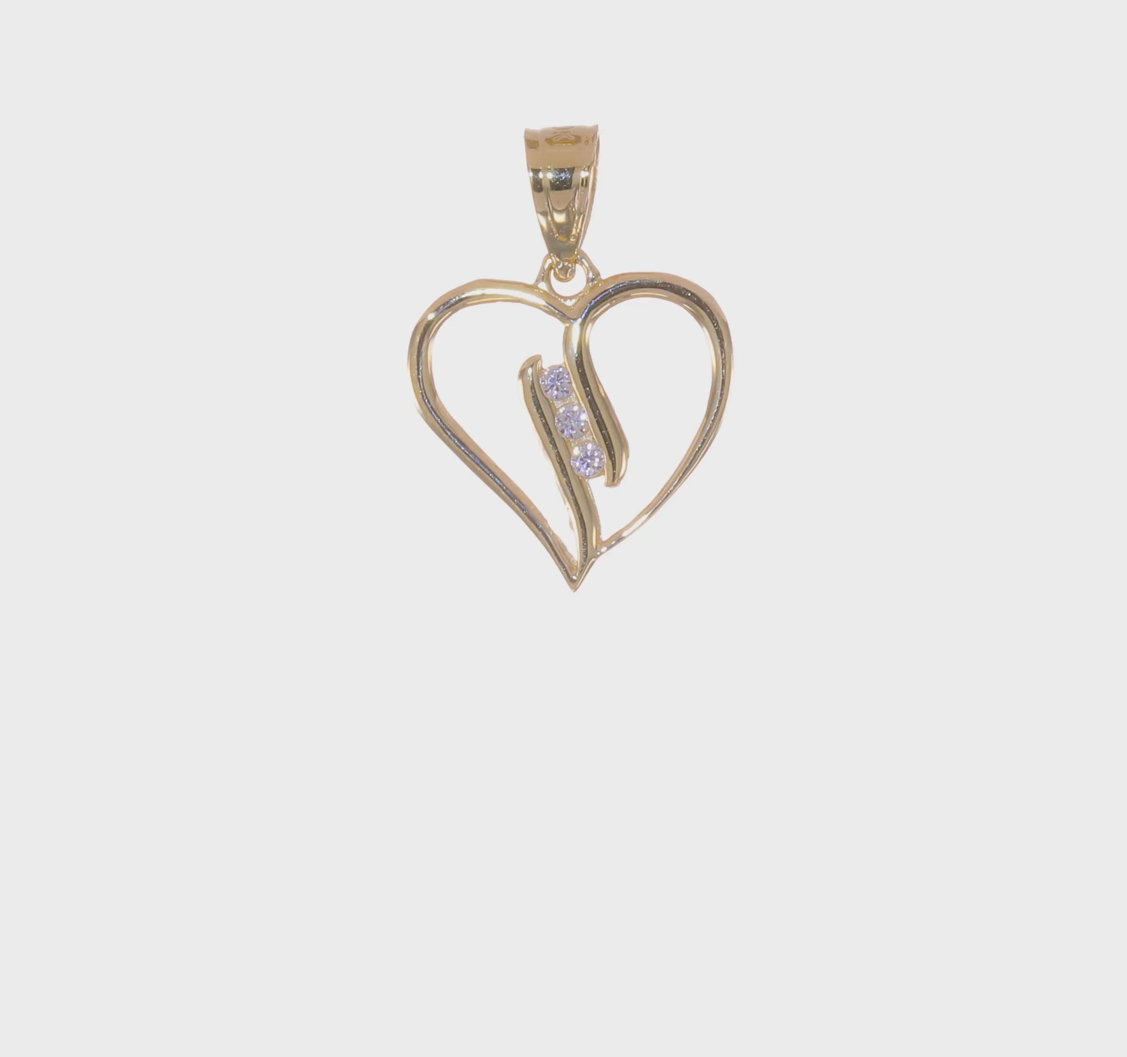 10kt Yellow Gold CZ Heart Pendant