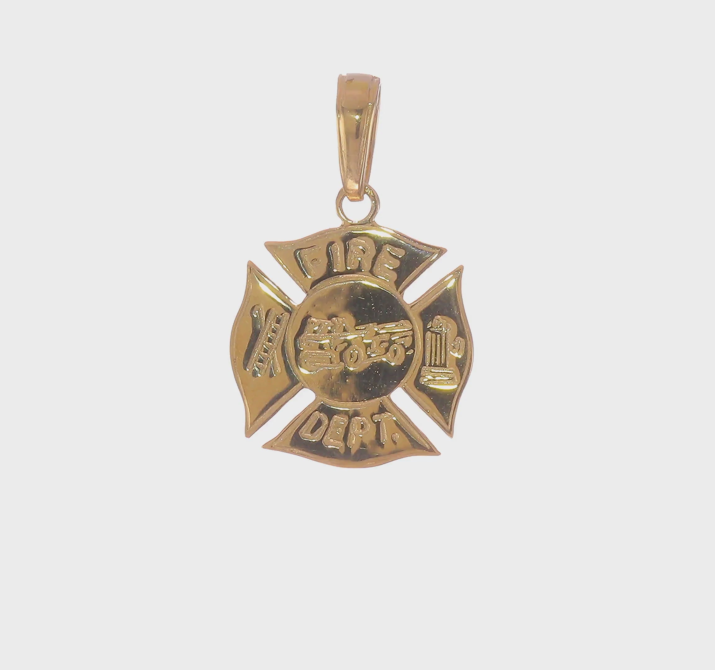 14kt Yellow Gold FIRE DEPT Shield Pendant