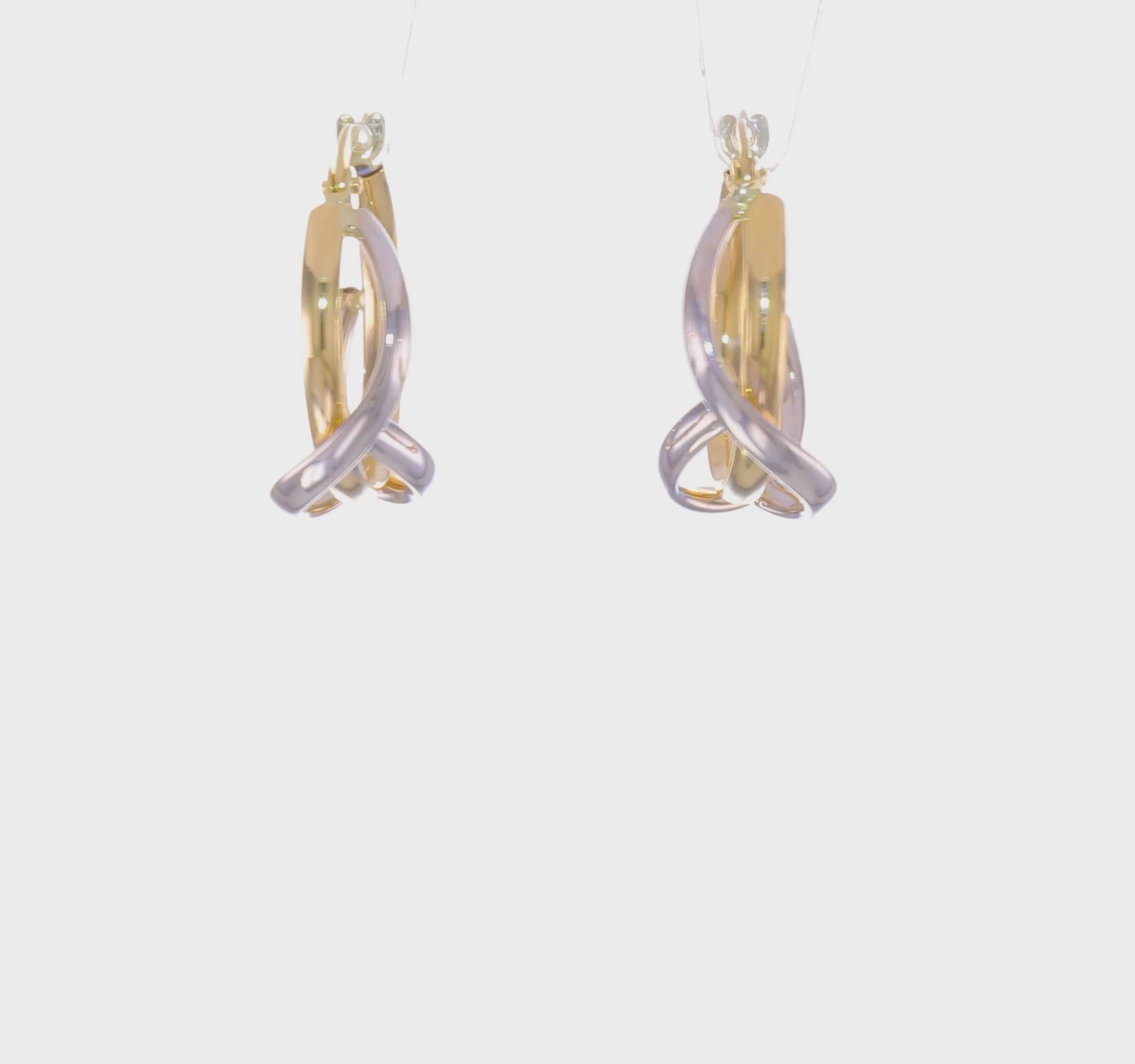 14KT Two-Tone Polished Twisted Hoop Earrings