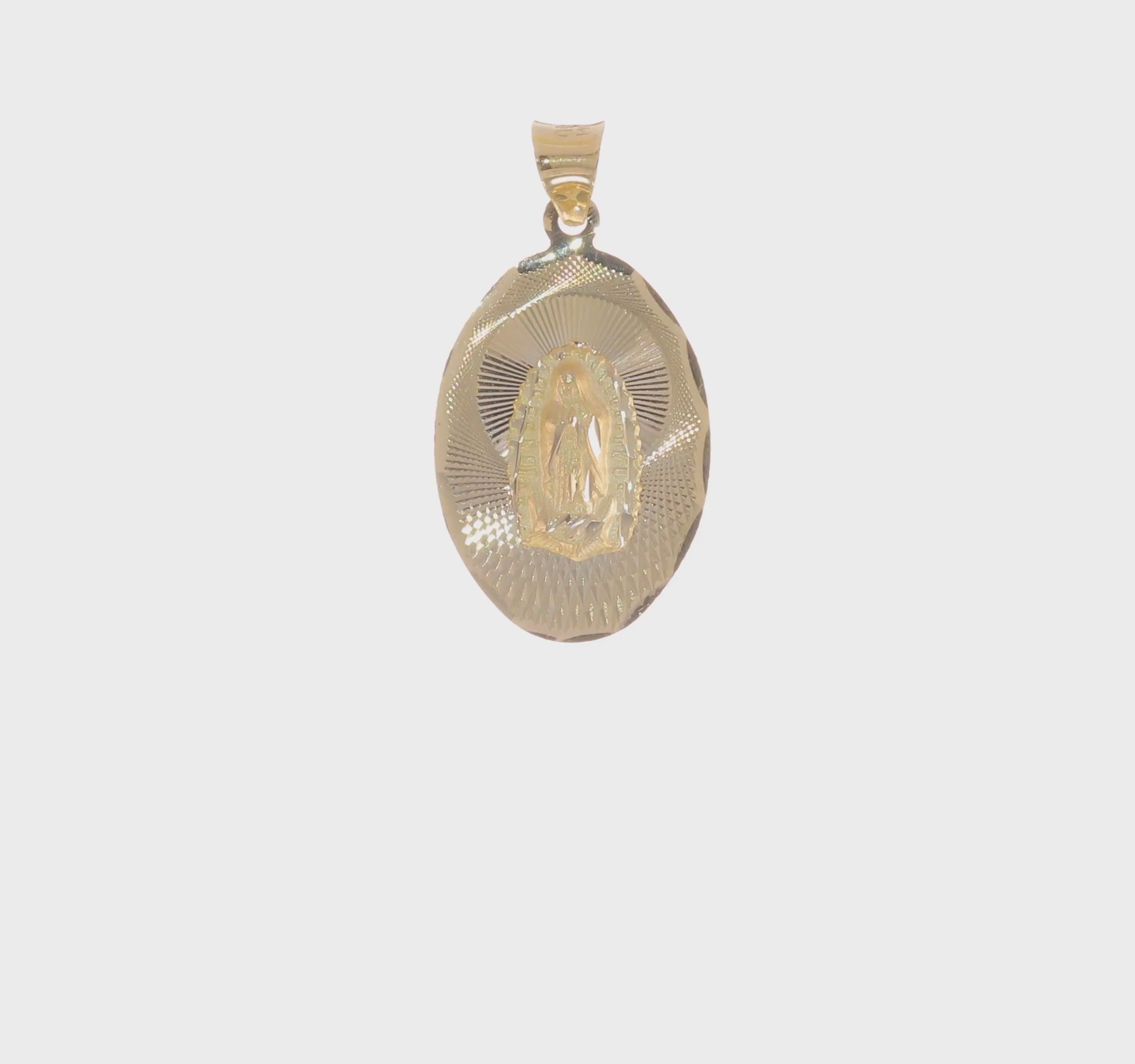 14KT Yellow Gold Polished D/C  Lady Of Guadalupe Oval Pendant