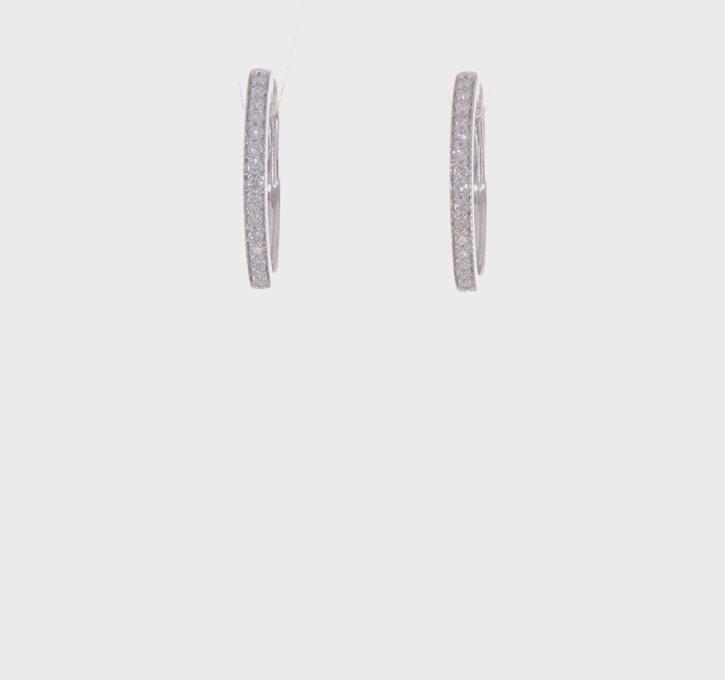14kt White Gold Diamond Milgrain Hinged Hoop Earrings