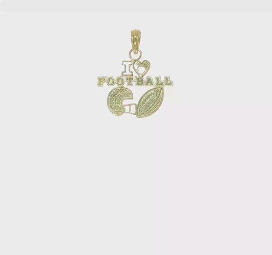 10kt Yellow Gold I HEART FOOTBALL Charm