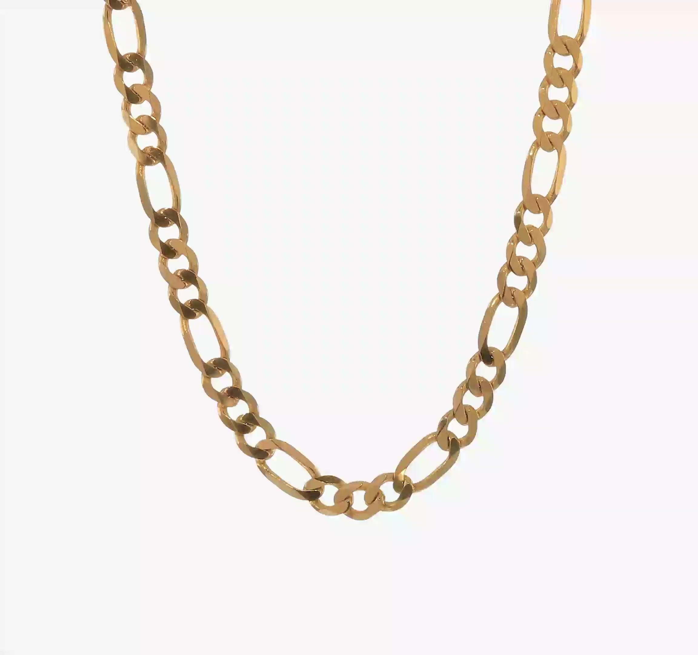 14KT Yellow Gold 8.75mm Flat Figaro Chain